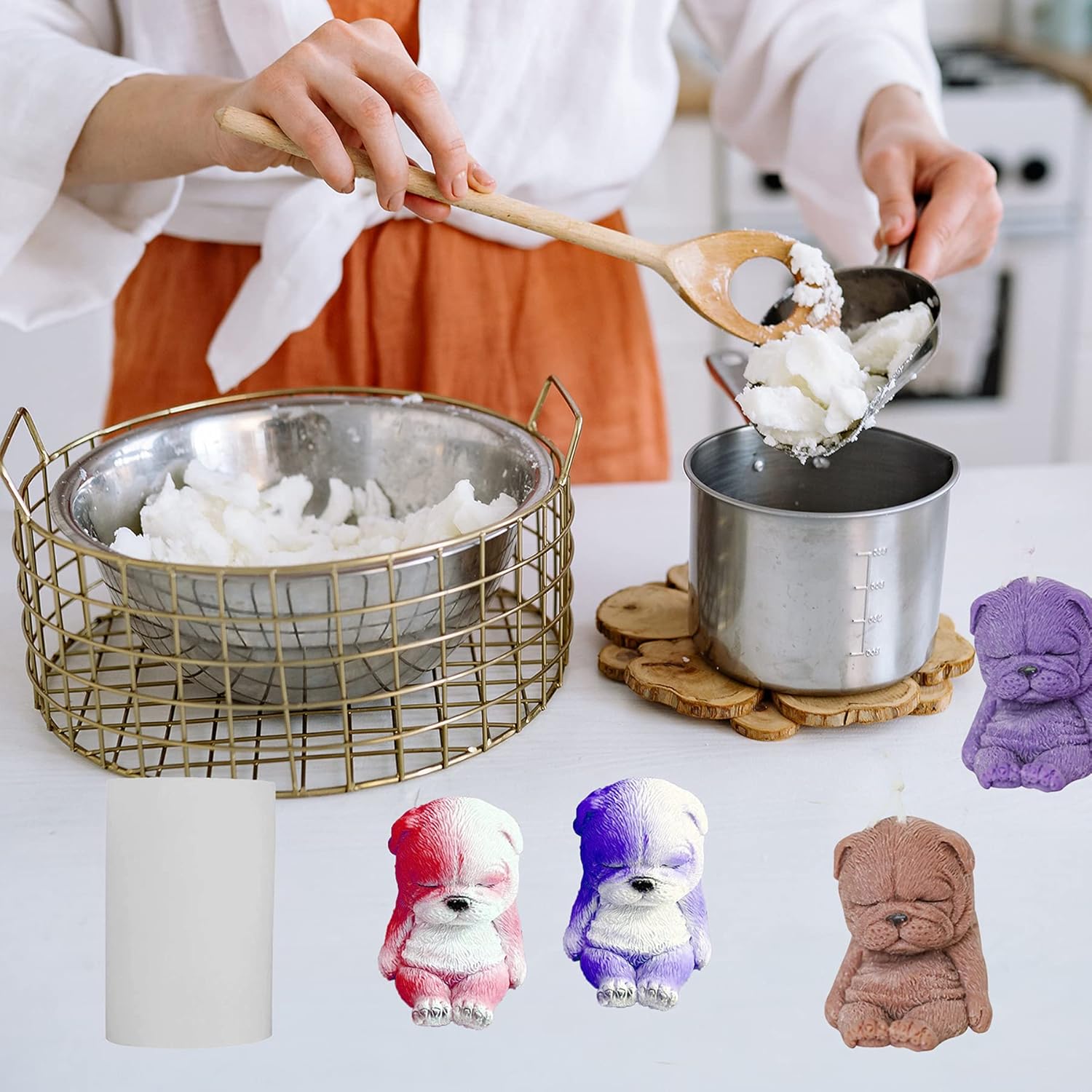 Molde de silicona con forma de bulldog 3D, molde creativo para velas de perro, molde de chocolate para perros dormidos, moldes de arcilla para