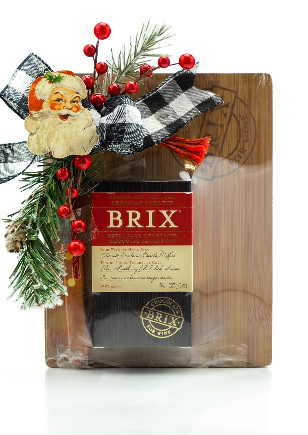 Brix – Juego de regalo de chocolate, barras de chocolate para maridaje de vino, tabla de cortar y cuchillo, juego de regalo de aperitivos, sin