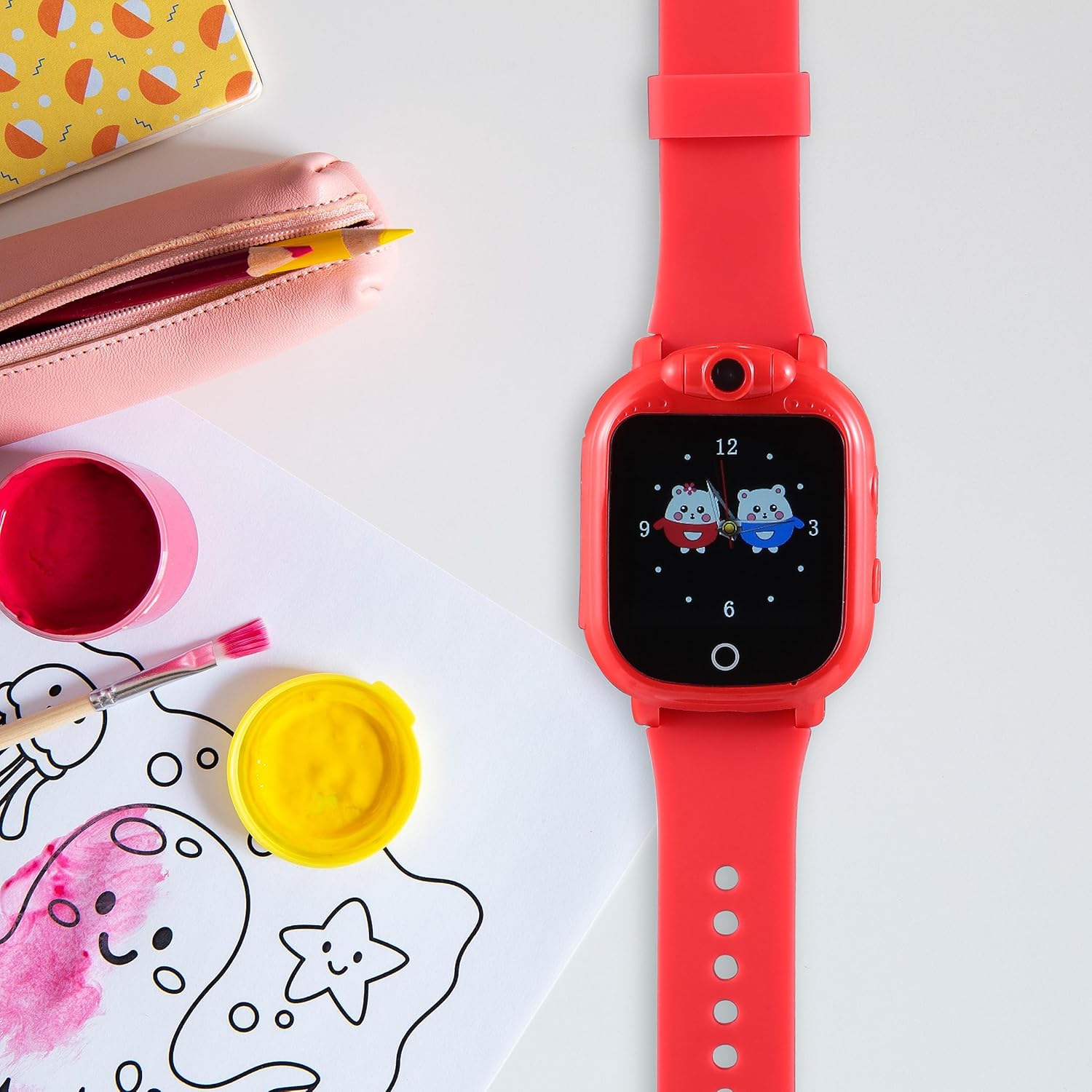 Vivitar Reloj inteligente para niños, conectividad Bluetooth, pantalla táctil de 1.54 pulgadas, cámara giratoria, juegos integrados, reloj