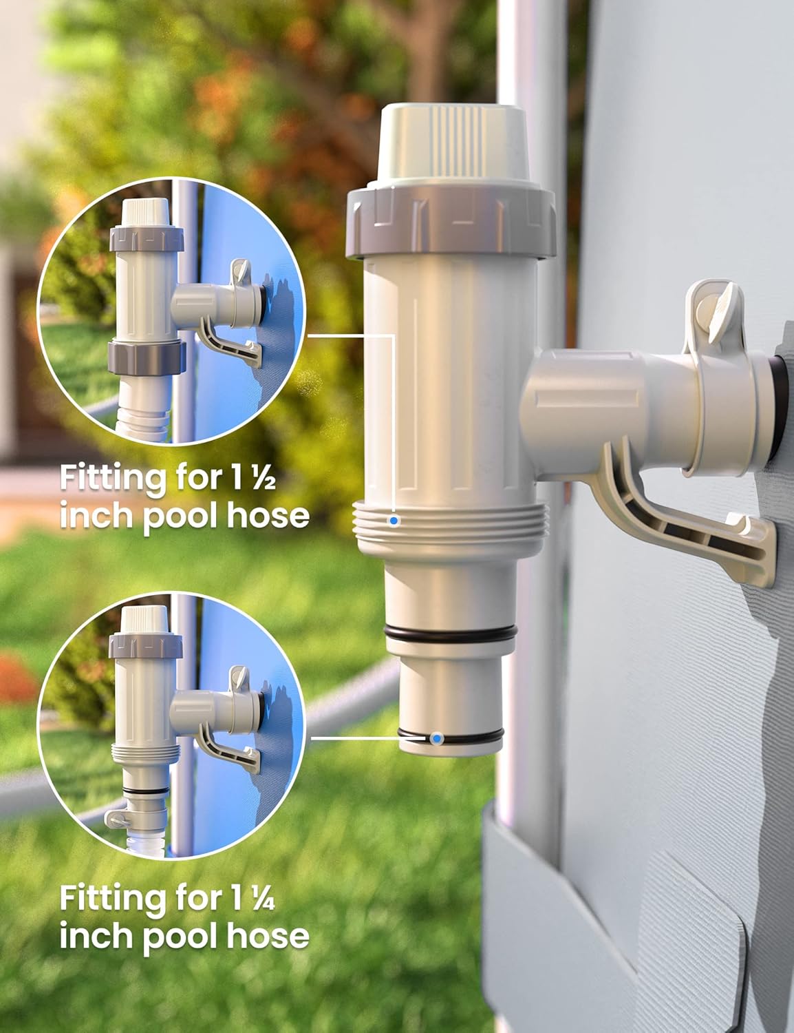 Válvula de émbolo Plus con adaptador de manguera de piscina y soporte de tubería de piscina, accesorios de piezas de repuesto para piscina sobre el