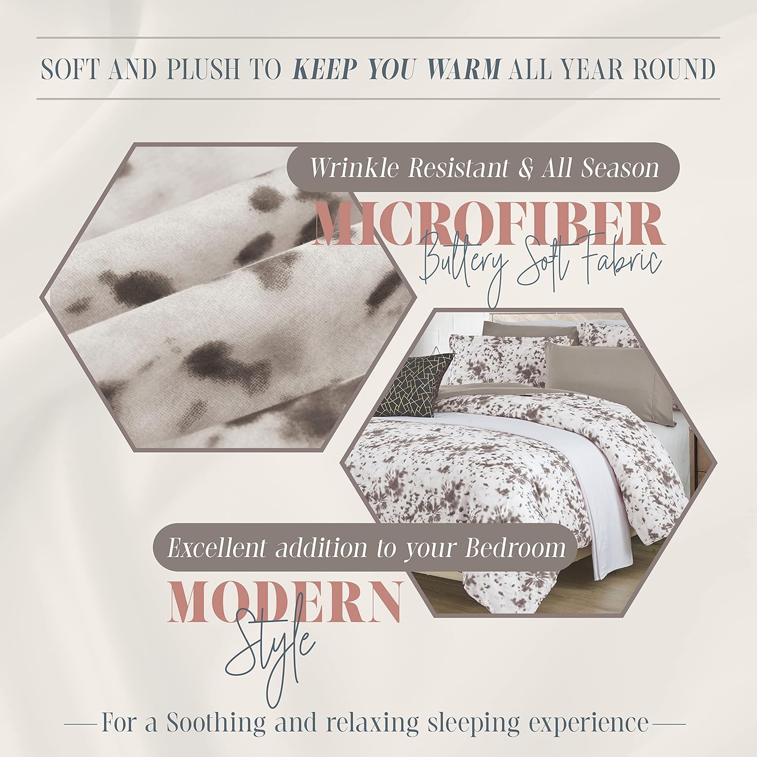 Elegant Comfort Juego de edredón reversible de 10 piezas, estampado de teñido anudado, almohada decorativa y sábana bajera con bolsillos