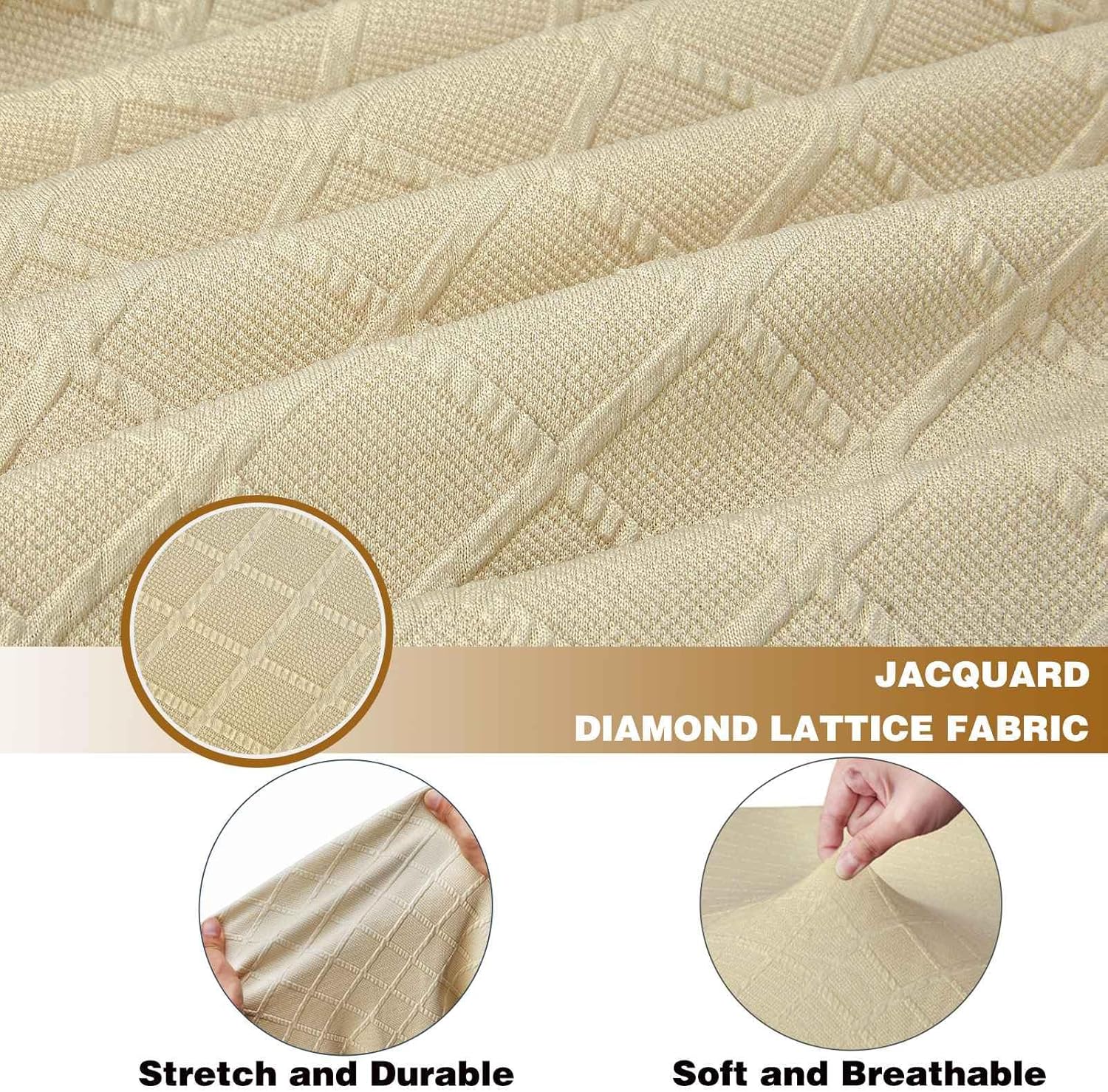 Fundas de cojín para sofá, funda de cojín elástica para sillón, sofá de 1 asiento, jacquard de celosía de diamantes con banda elástica (1 funda de