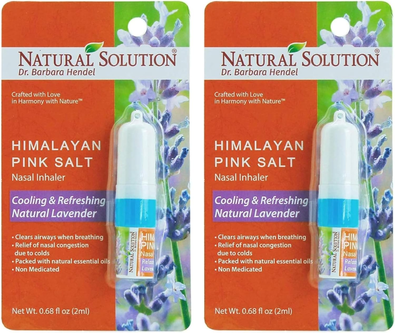 Natural Solution Inhalador nasal de sal rosa con aceites esenciales de lavanda relajantes, remedio para alivio de los senos nasales, alergias,