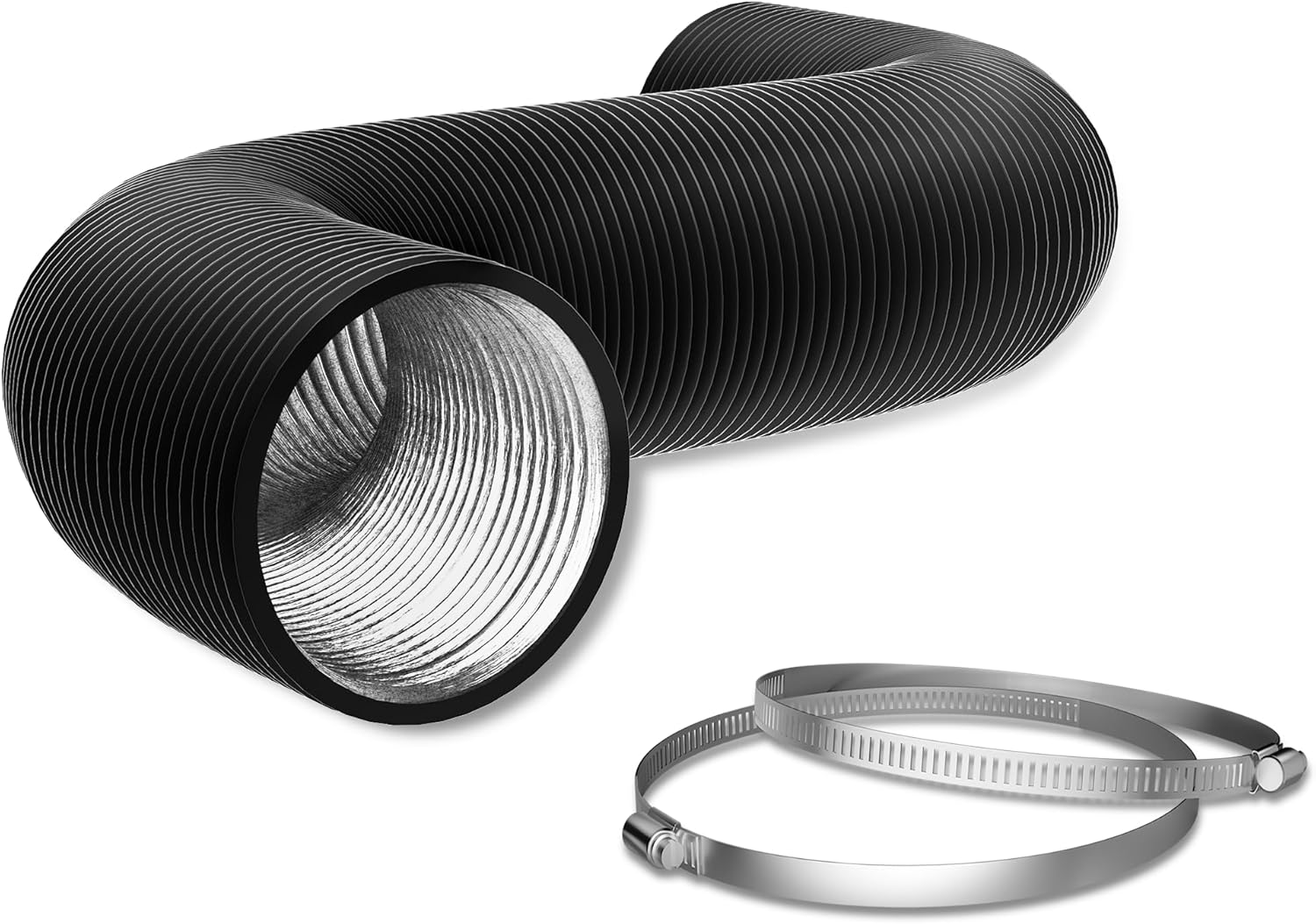 Conducto de aluminio flexible de 6 pulgadas, manguera de ventilación de secadora de 4 capas de protección para calefacción, ventilación y escape, 2
