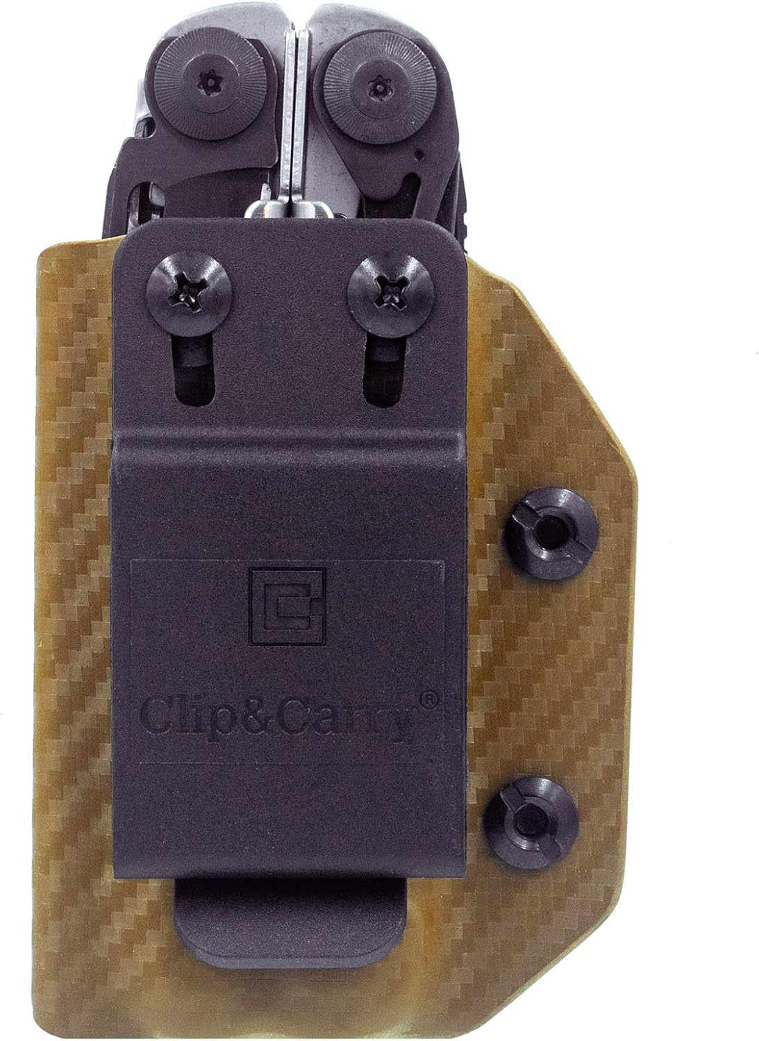 Clip & Carry Kydex – Funda multiherramienta para cuero contra sobretensiones, fabricada en Estados Unidos (multiherramienta no incluida) EDC Multi
