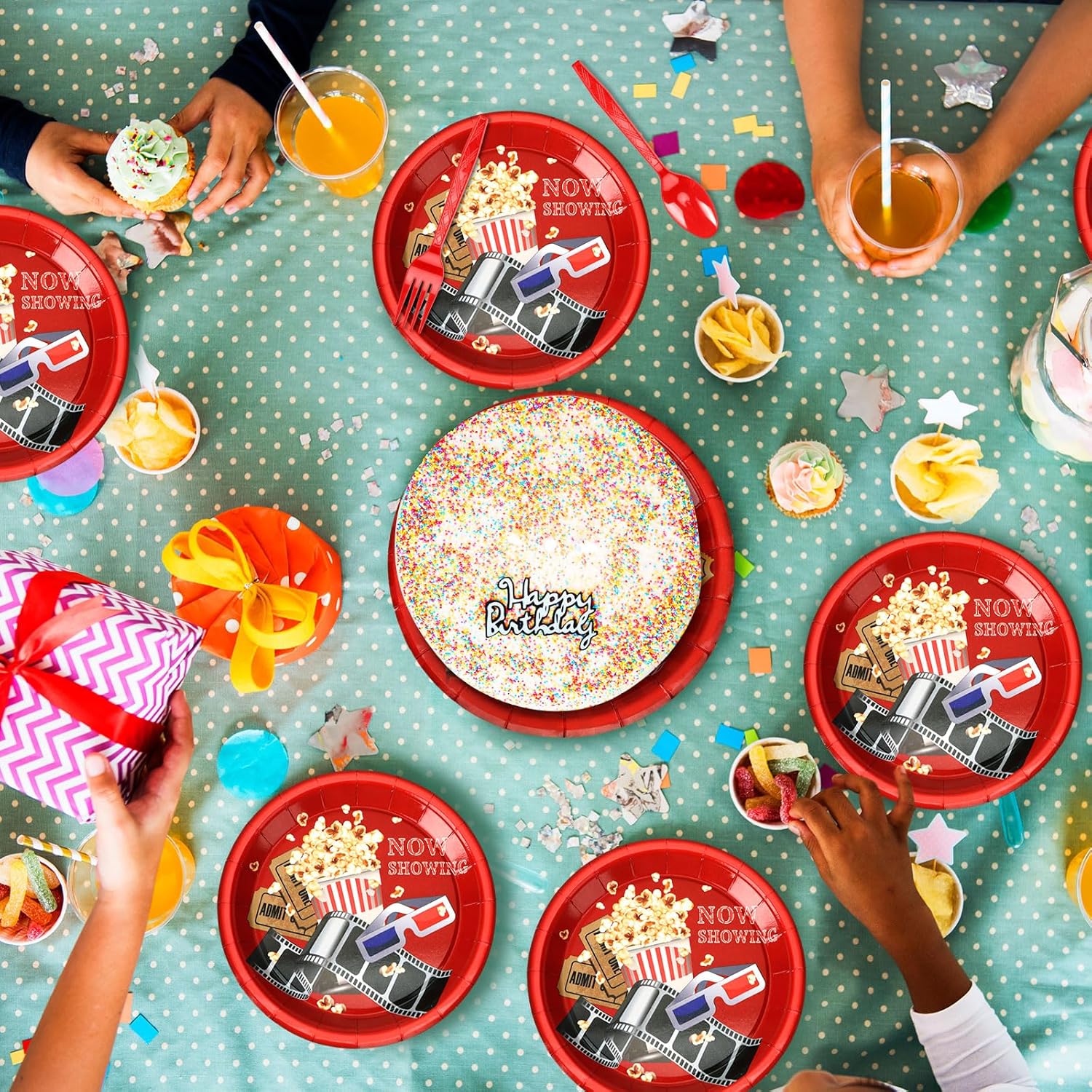 240 platos y servilletas para fiesta de noche de película, suministros para fiesta, decoración de fiesta de noche de película, suministros para