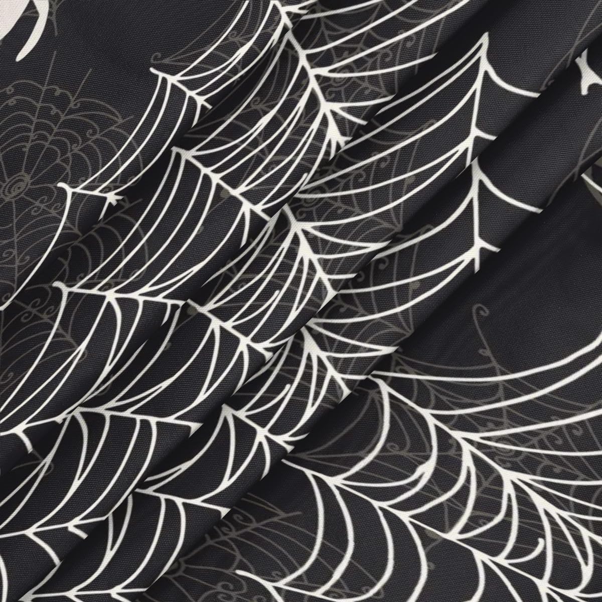 Mantel redondo de tela de araña de Halloween, impermeable, resistente a derrames y arrugas, lavable, reutilizable, tela de araña negra, borde