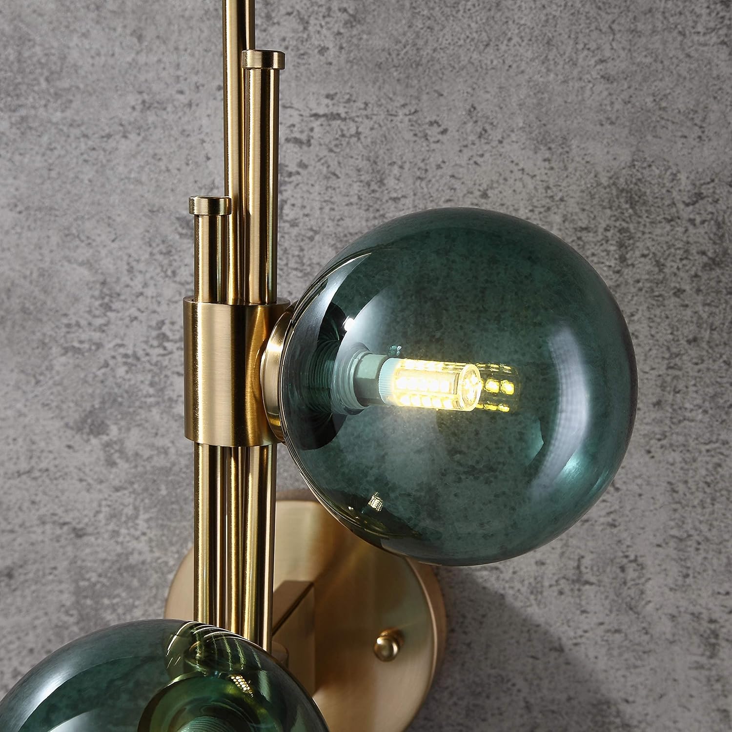 Mid-Century – Lámpara de pared decorativa moderna de 3 luces con forma de globo de cristal transparente para interiores (verde)
