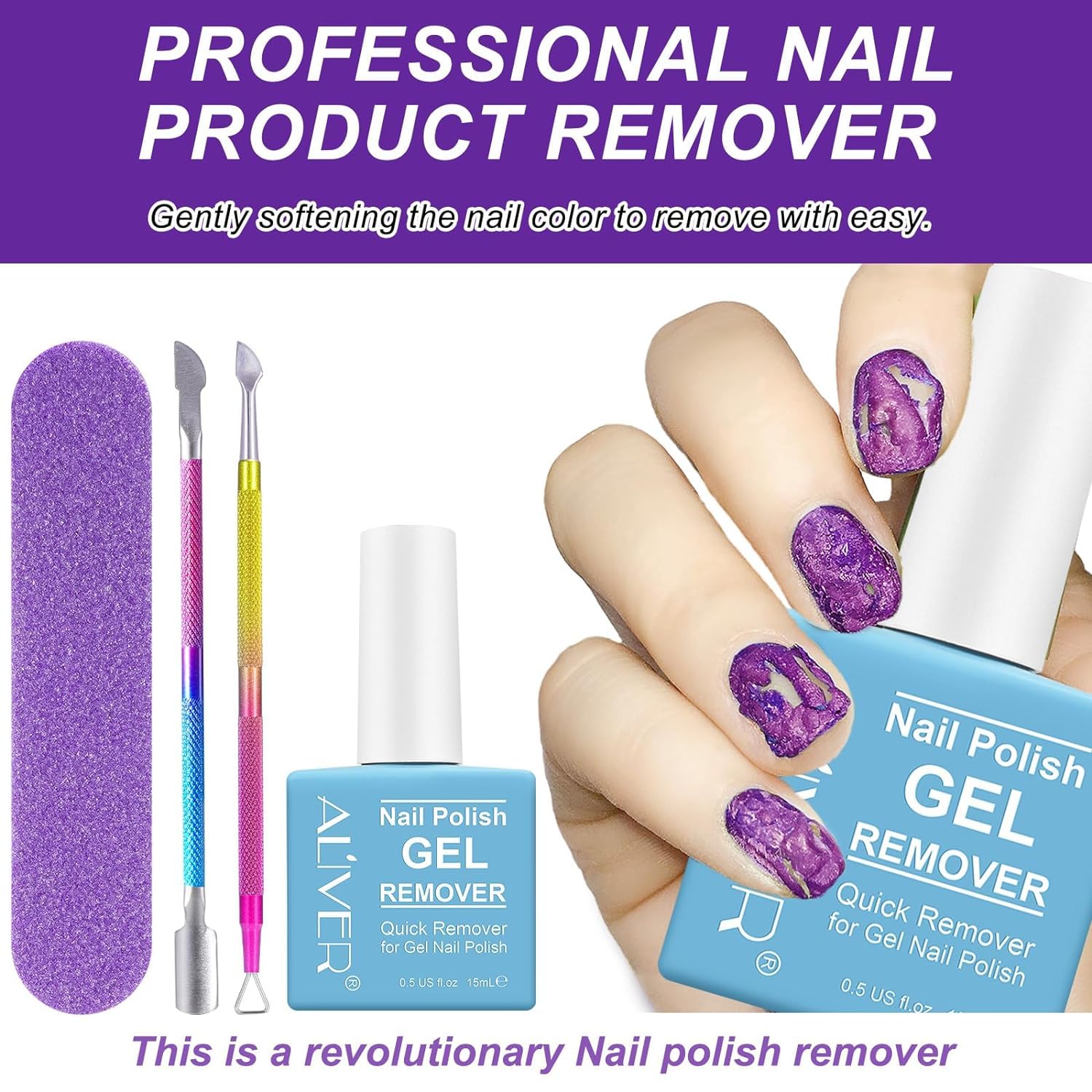 Removedor de esmalte de gel profesional para uñas, quita el esmalte de uñas de gel, removedor de uñas de gel en 2 a 3 minutos, no necesita remojo o