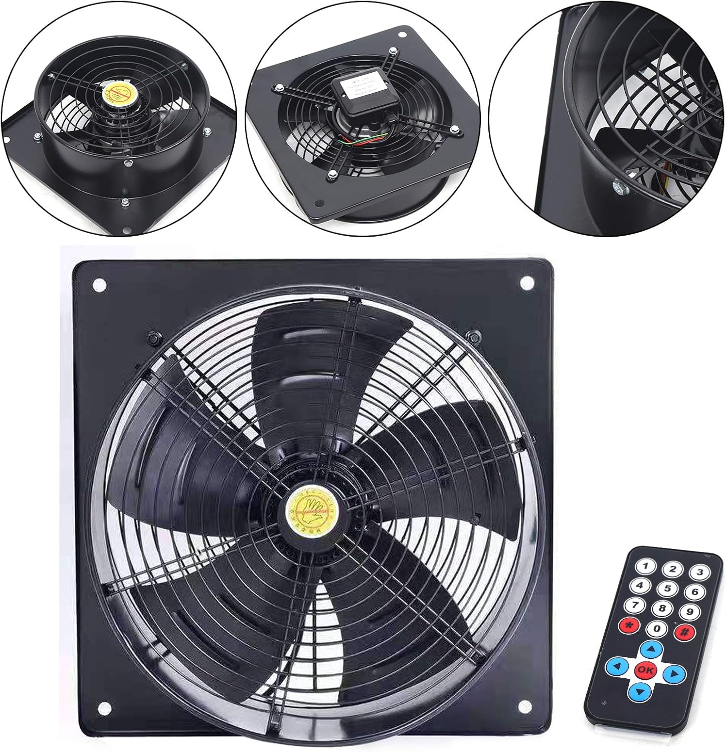 DouSeiAi Ventilador de escape industrial de 12 pulgadas, 110 V120 W, bajo ruido, 2600 rmin, ventilador de aire comercial de metal de alta velocidad