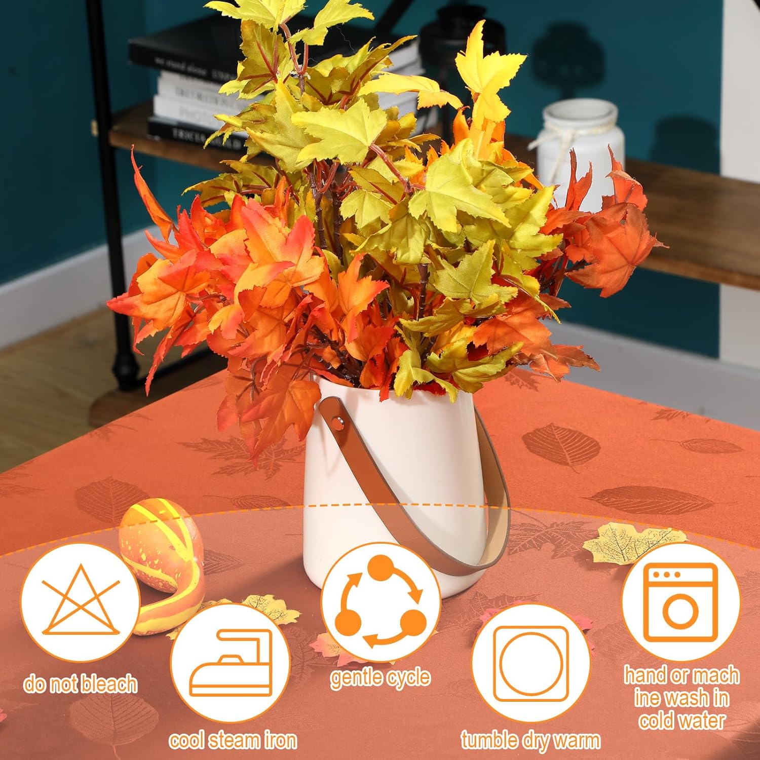 Preboun Mantel rectangular de otoño de 2 piezas, mantel de Acción de Gracias, hojas de arce, mantel rectangular de tela con hojas de otoño, color