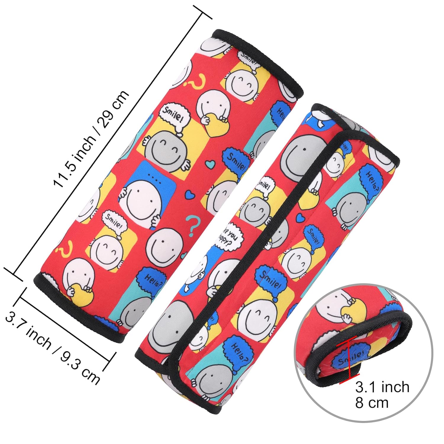 WayToGo Funda para cinturón de seguridad para niños, bonito patrón de dibujos animados para niñas y niños, cojín para cinturón de seguridad para