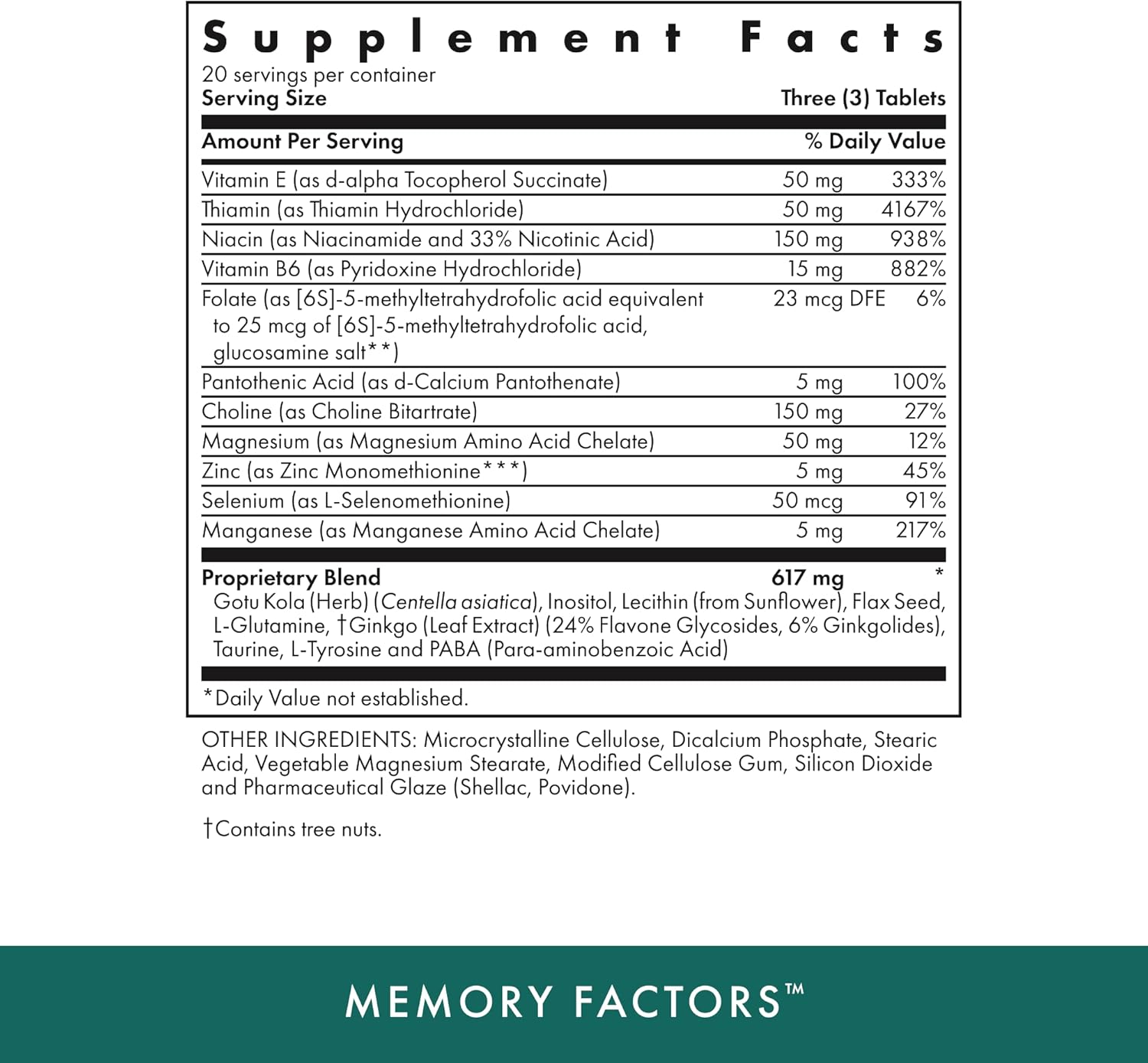 MICHAEL’S Health Naturopathic Programs Factores de memoria – 90 tabletas vegetarianas – Proporciona nutrición de memoria y cognición – Kosher – 20