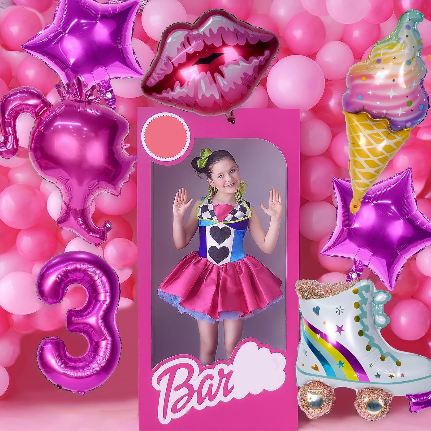 7 globos rosados para niñas, decoraciones de cumpleaños rosas para fiesta temática de princesa rosa, baby shower, cumpleaños, despedida de soltera
