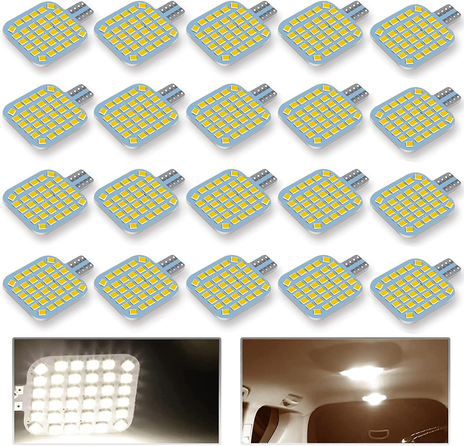 20 bombillas LED para interior de caravana T10 921 922 912 194, bombillas LED superbrillantes, iluminación de repuesto 36-SMD 2835 4500K blanco