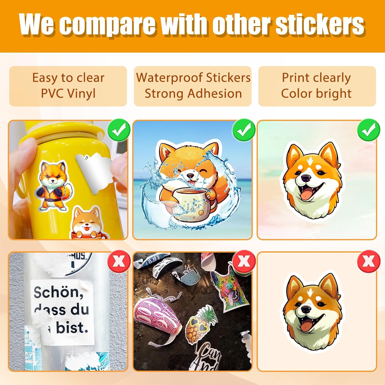 50 calcomanías de perro para niños, calcomanías de perro para botella de agua, calcomanías de vinilo impermeables de animales, laptop, teléfono,