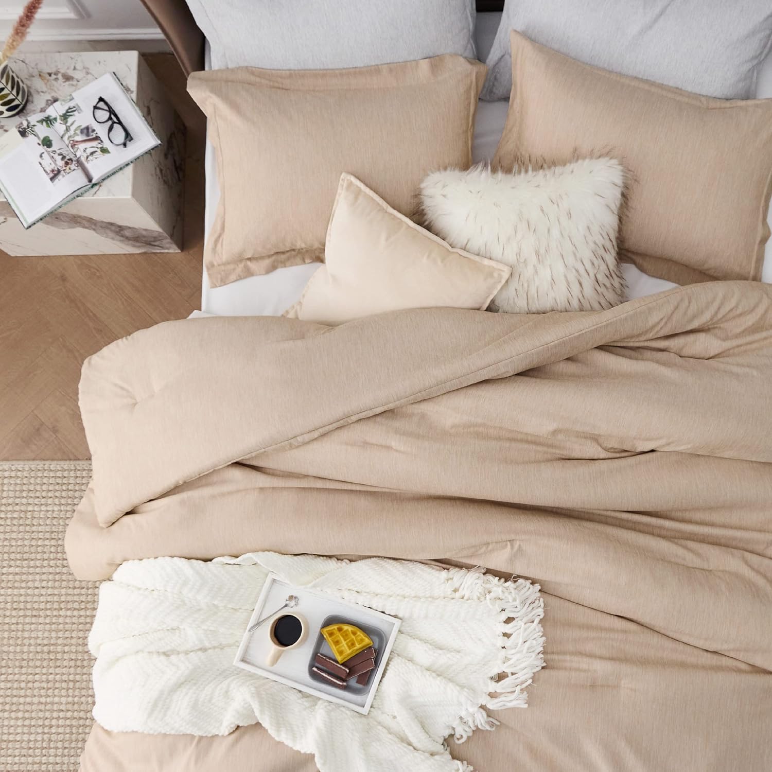 Bedsure Juego de edredón para cama individualindividual XL, edredón cálido de arena extra largo, ropa de cama suave para todas las estaciones, juego