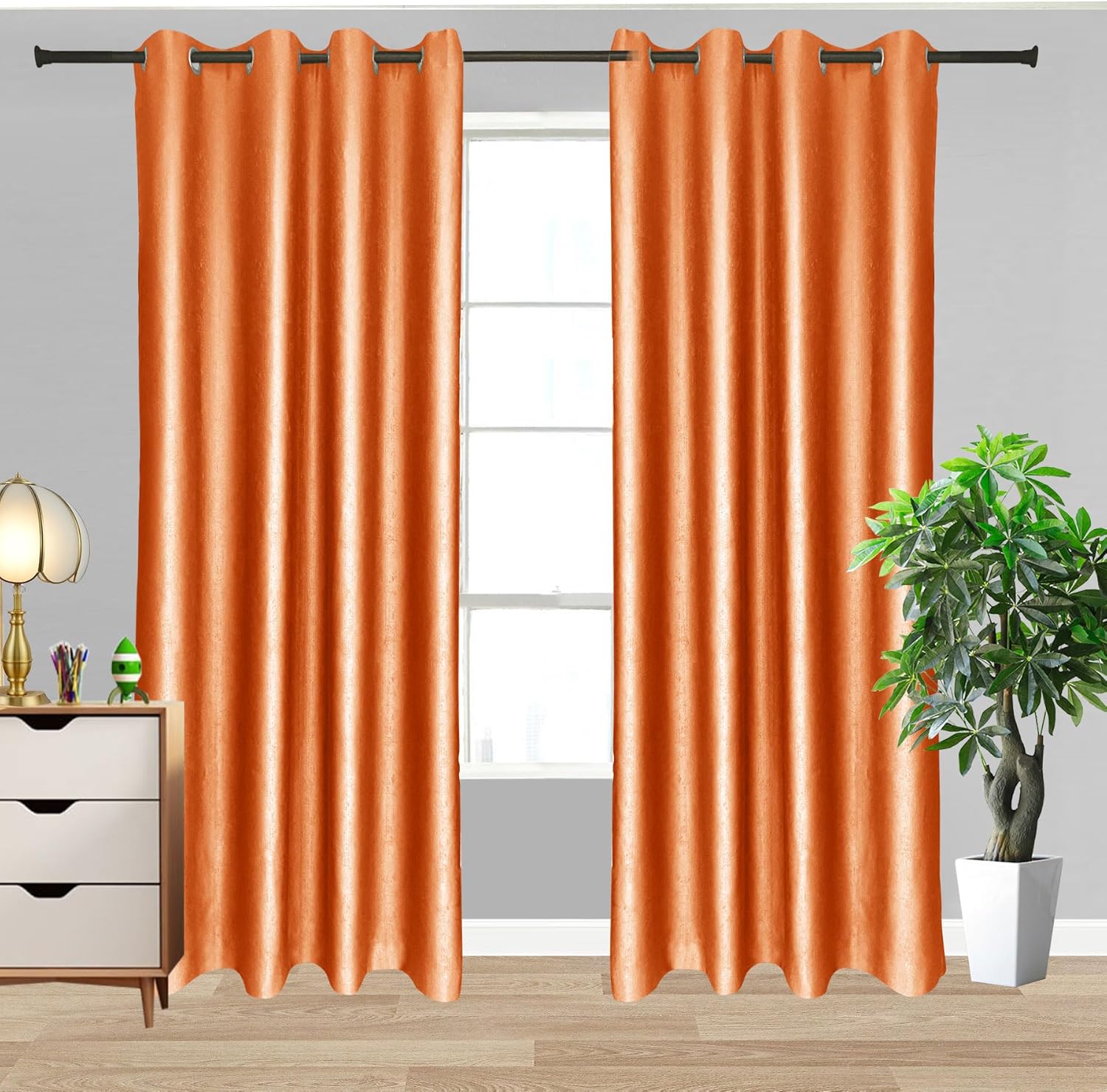 ZZYYQ Cortinas ignífugas con bolsillo para cortinero, color naranja, 50 pulgadas de ancho x 108 pulgadas de largo, con aislamiento térmico, 1 panel