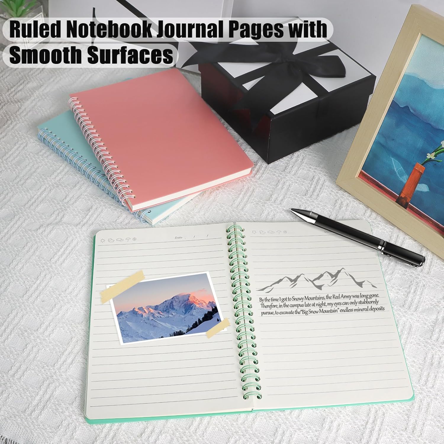 AEE FIRSONE Cuaderno de espiral, paquete de 3 cuadernos A5 a rayas de 5.7 x 8.3 pulgadas, diario en espiral con encuadernación de doble alambre,