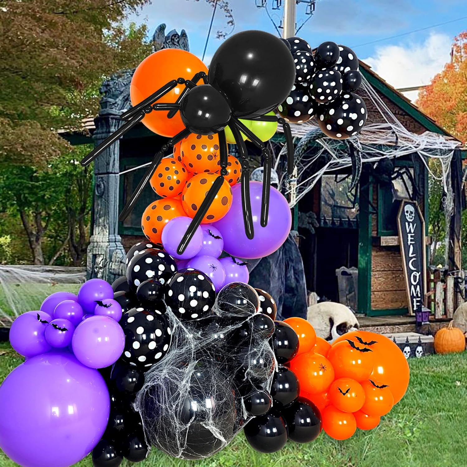 Kit de arco de guirnalda de globos de Halloween de 169 piezas, suministros de decoración de fiesta de Halloween, guirnalda de globos de Halloween de