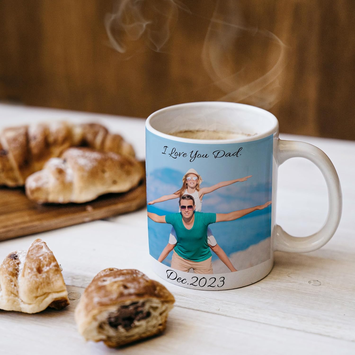 Iaisacl Taza de café personalizada, taza de té con foto personalizada con logotipo de texto, tazas personalizadas, regalo para mamá, niña, mujeres y