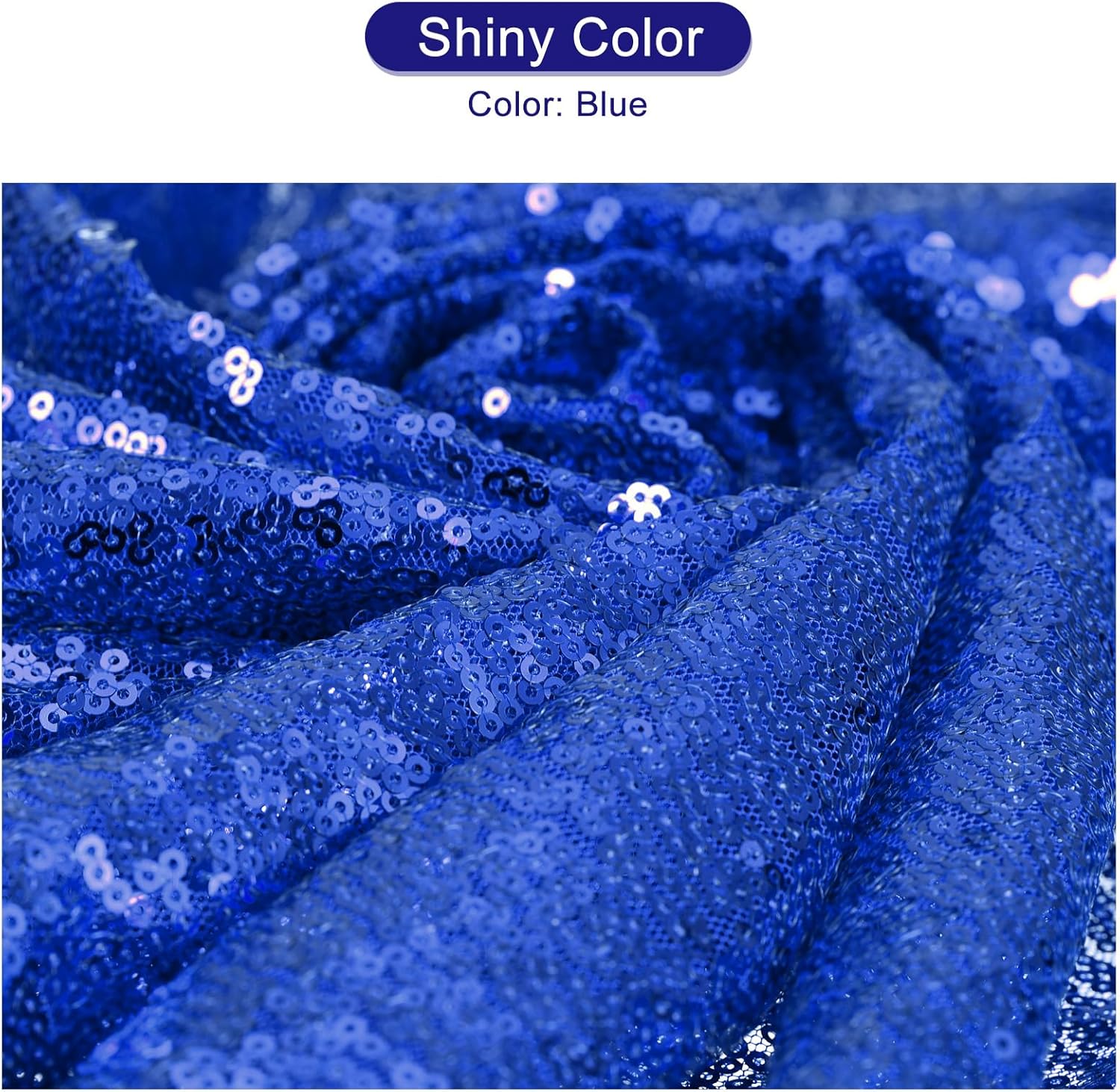 MECCANIXITY Tela de lentejuelas azul, 4 yardas de longitud 4.2 pies de ancho, tela de malla de lentejuelas brillantes para decoración de ropa de