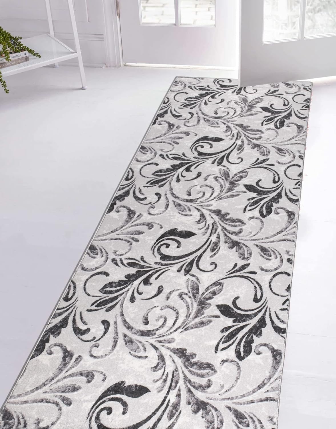 Tapete de largo personalizado, antideslizante, moderno, floral, para entrada, pasillo, cocina, lavandería, lavable a máquina, peso ligero, 26