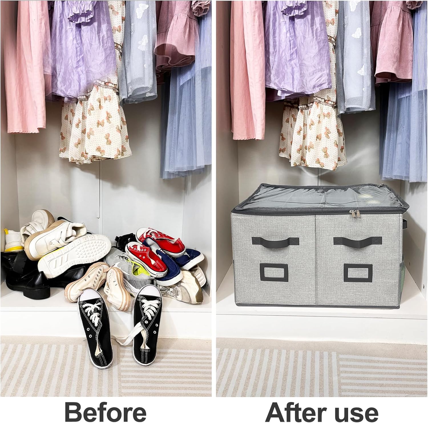 VERONLY Organizador grande de zapatos para armario (21 pulgadas de largo x 17 pulgadas de ancho x 13 pulgadas de alto), 16 pares de contenedores de