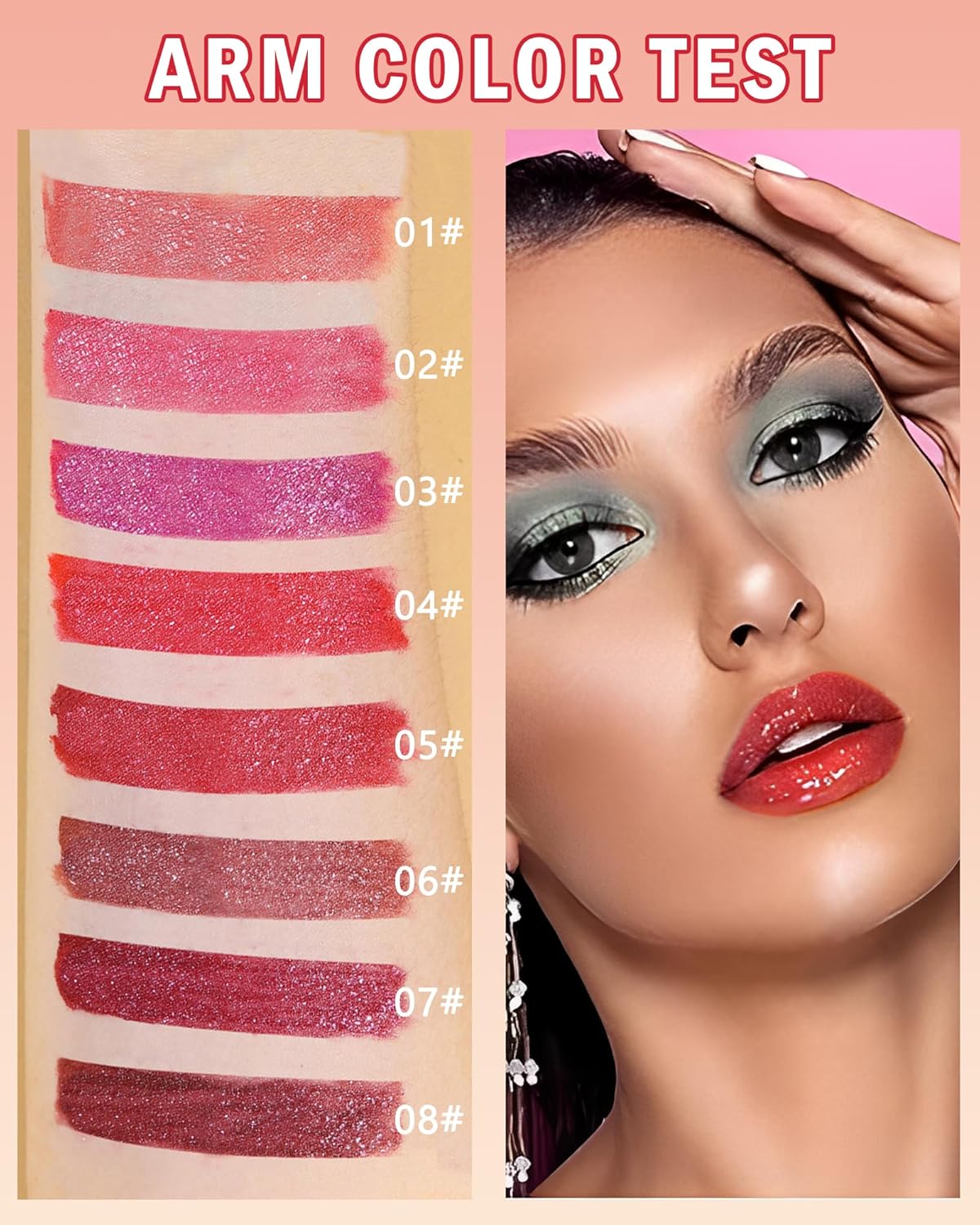 Lápiz labial líquido con purpurina mate, 1 unidad, resistente al agua, diamante, rojo, rosa, brillante, metálico, de alto pigmento, antiadherente,
