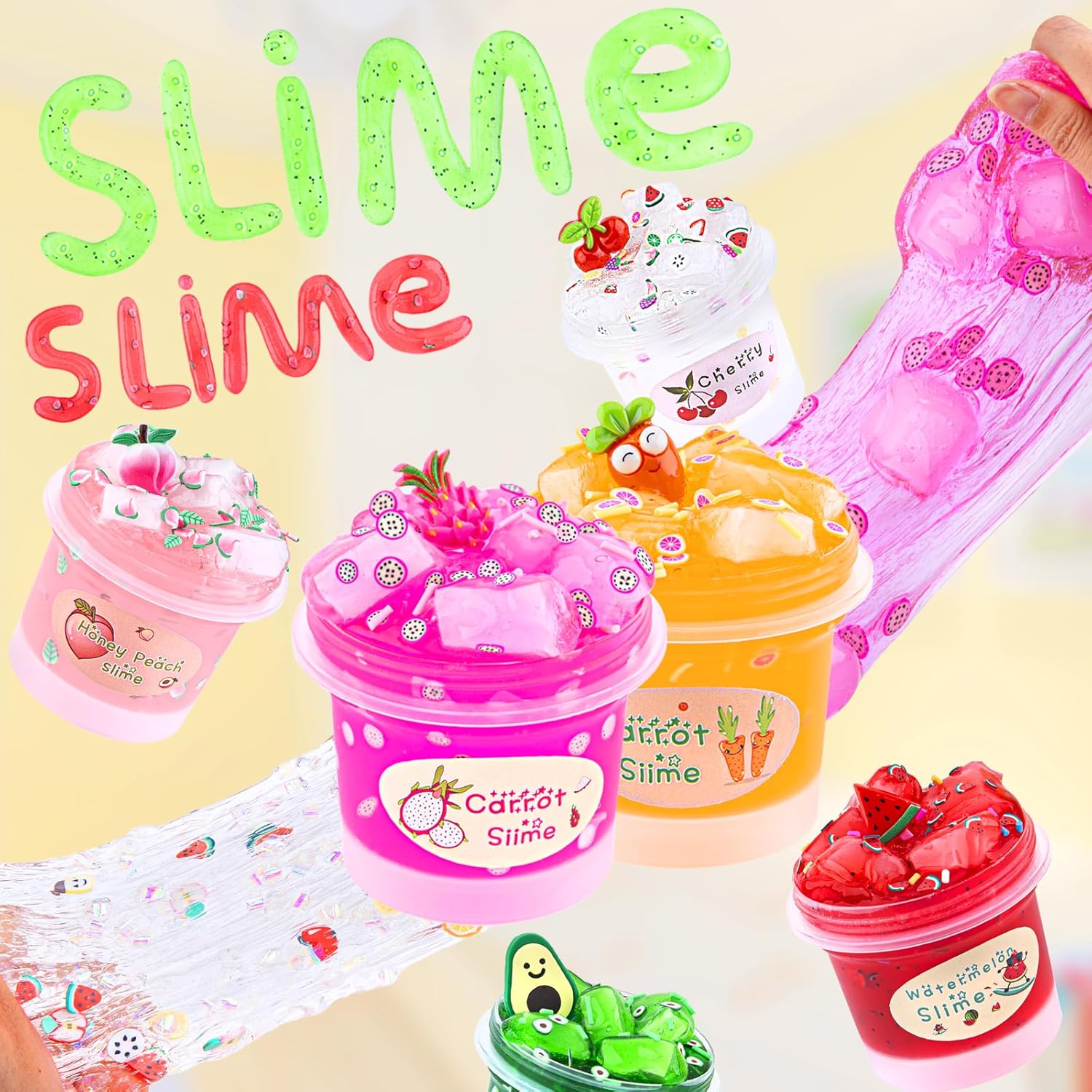 Paquete de 4 kits de slime transparente, paquete de slime de gelatina, juguetes de limo crujiente para niños, kit de fabricación de limo de agua,