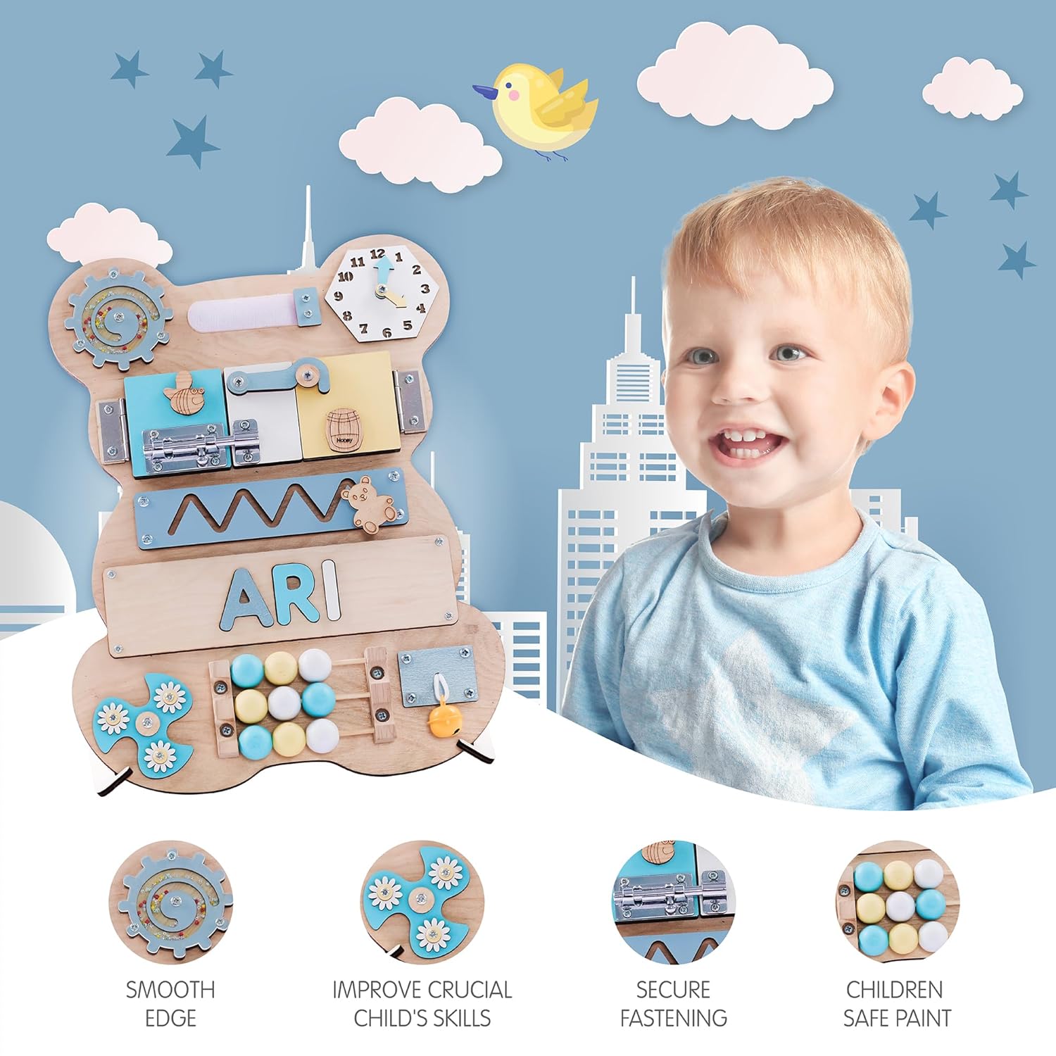 Nabytok – Customized Name Puzzle for Toddlers, Educational Games Board, Baby Personalized Board for 1-5 Years Old, First Birthday Gift, Christmas