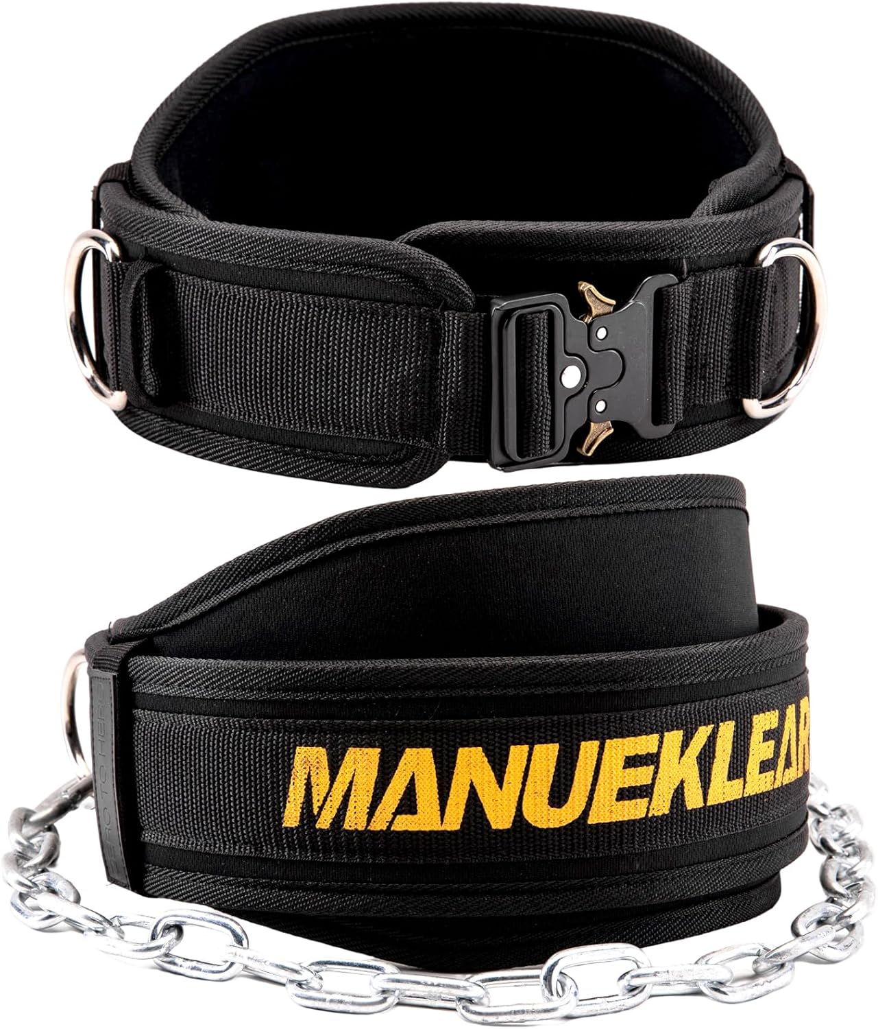 MANUEKLEAR – Cinturón con peso completo para dominadas, cinturón de peso de bloqueo rápido con cadena para hombres y mujeres, cinturón de inmersión