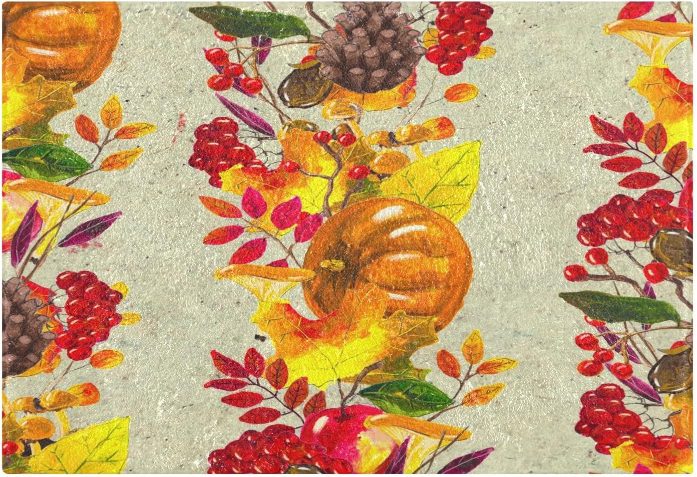 Bathroom Rugs Sets 2 Piece 24×16+24×20 Inch,Soft U-Shaped Contour Toilet Rug Fall Red Maple Leaves Non-Slip Absorbent Bath Floor Mat Carpet Set