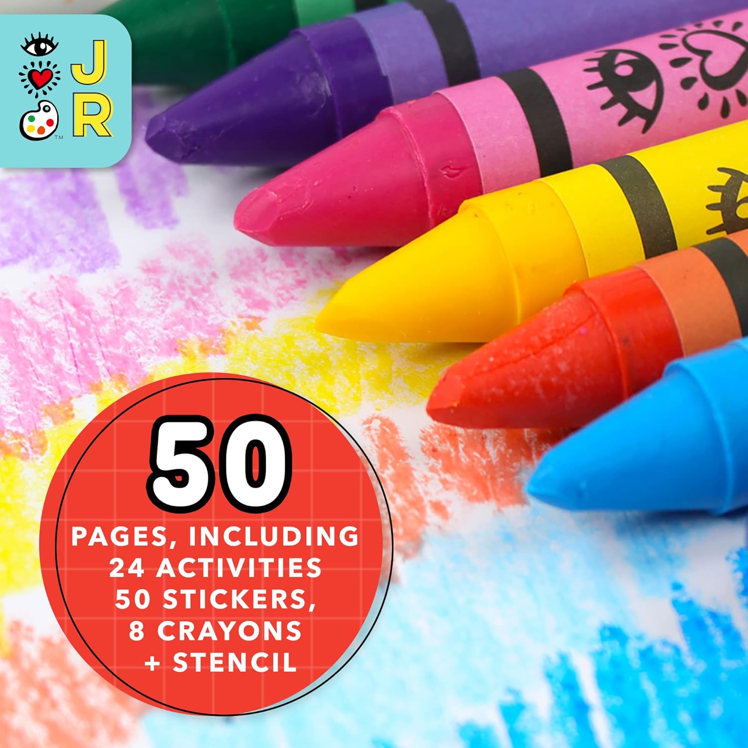 iHeartArt – Juego de arte para niños, kit de dibujo y colorear, incluye crayones gruesos, plantilla, calcomanías, divertidos regalos de actividades