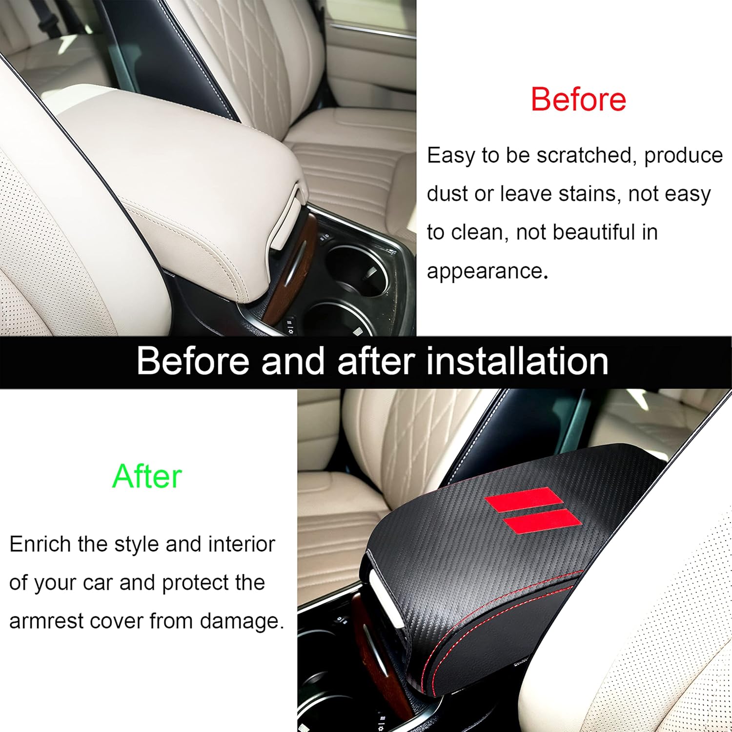 YOSRTER Accesorios para Dodge Charger 2011-2019 2020 2021 2022 2023 Chrysler 300 2015-2022 funda para reposabrazos de consola central, caja