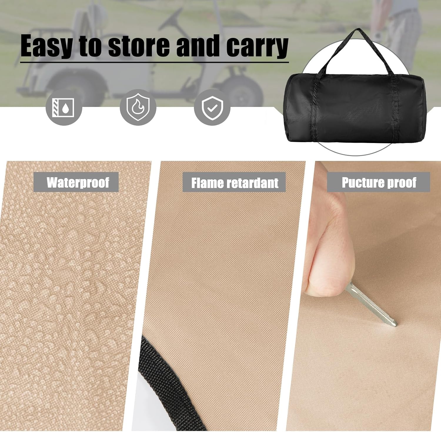 Woanger Funda para carrito de golf para 6 personas, 6 pasajeros (4 delanteros + 2 orientados hacia atrás), carcasa impermeable para carrito de golf