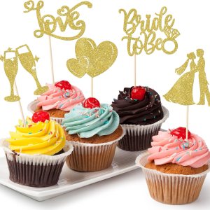 Paquete de 30 adornos para cupcakes con purpurina “I Do Love”, para decoración de pasteles de novia y novio, para boda, compromiso, despedida de Paquete de 30 adornos para cupcakes con purpurina “I Do Love”, para decoración de pasteles de novia y novio, para boda, compromiso, despedida de