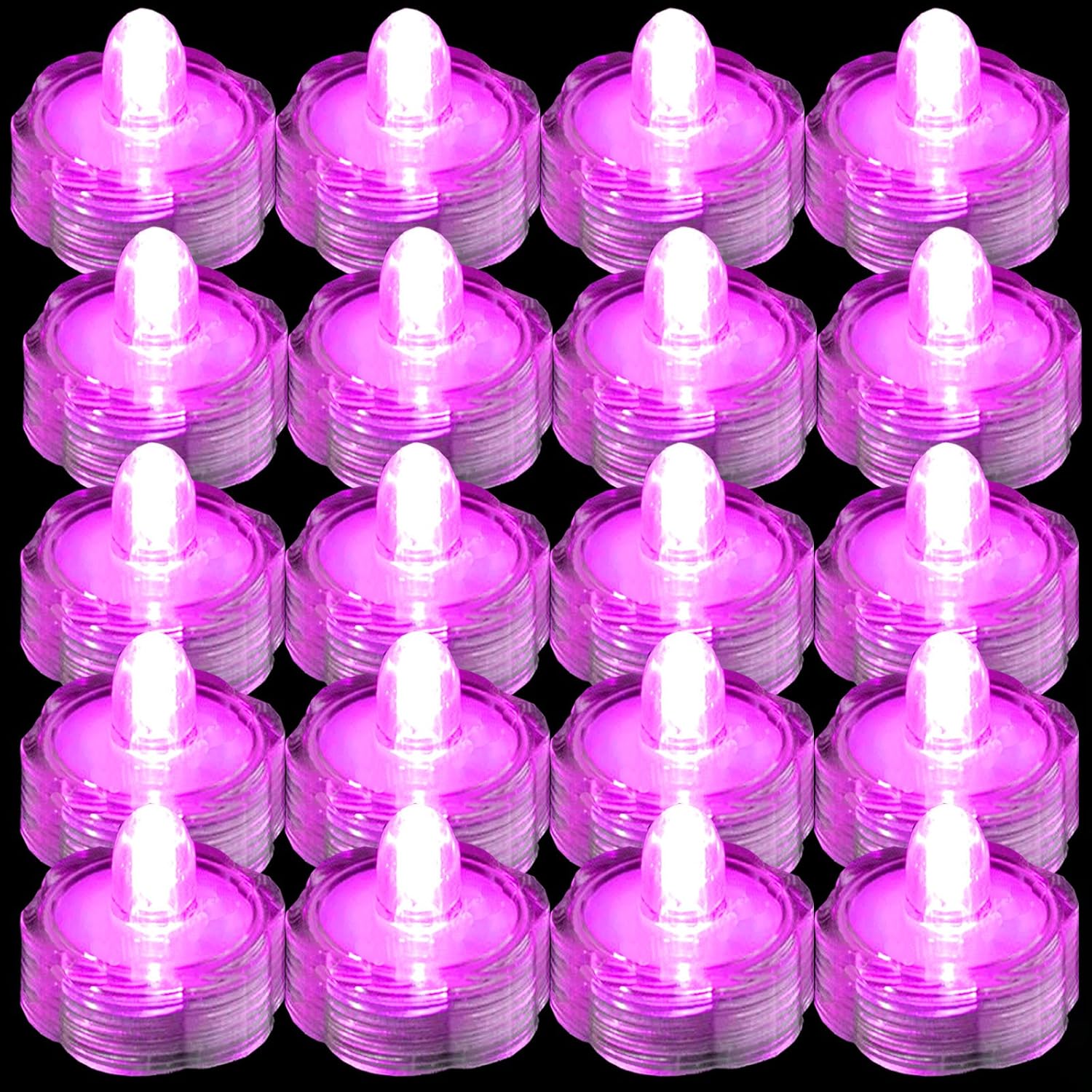 Luces led muy brillantes, sumergibles, color té, para fiestas, bodas, Plástico, Rosado, Paquete de 30