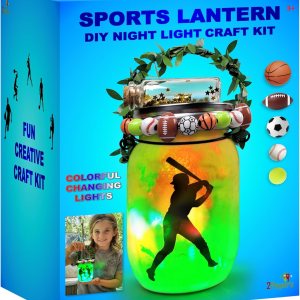 Haz tu propio tarro de farol deportivo con luz nocturna para niños y niñas, fútbol, fútbol, baloncesto, tenis y béisbol para niños, kit de arte de Haz tu propio tarro de farol deportivo con luz nocturna para niños y niñas, fútbol, fútbol, baloncesto, tenis y béisbol para niños, kit de arte de