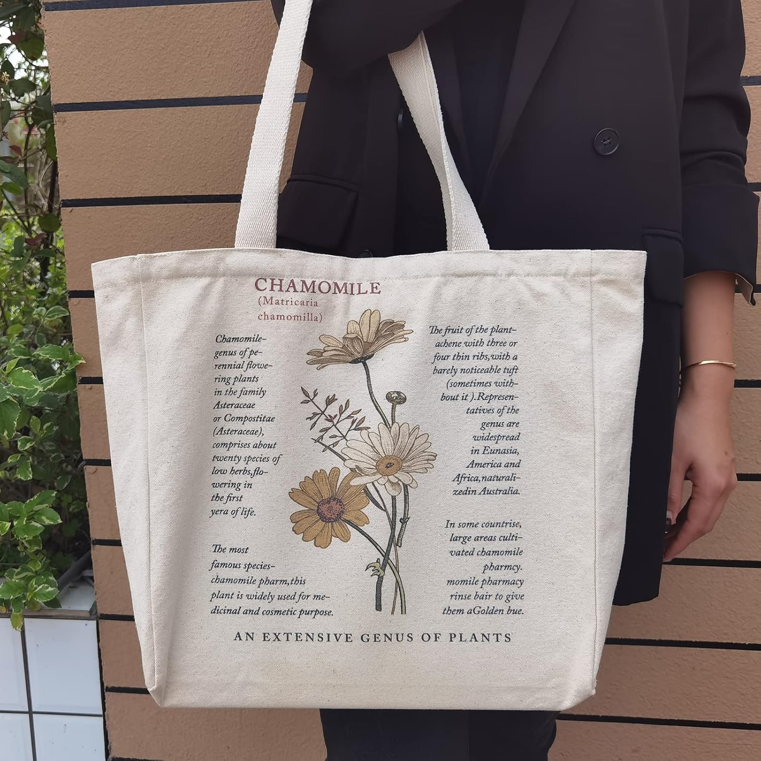 BROADREAM Bolso de lona con cremallera y bolsillo interior