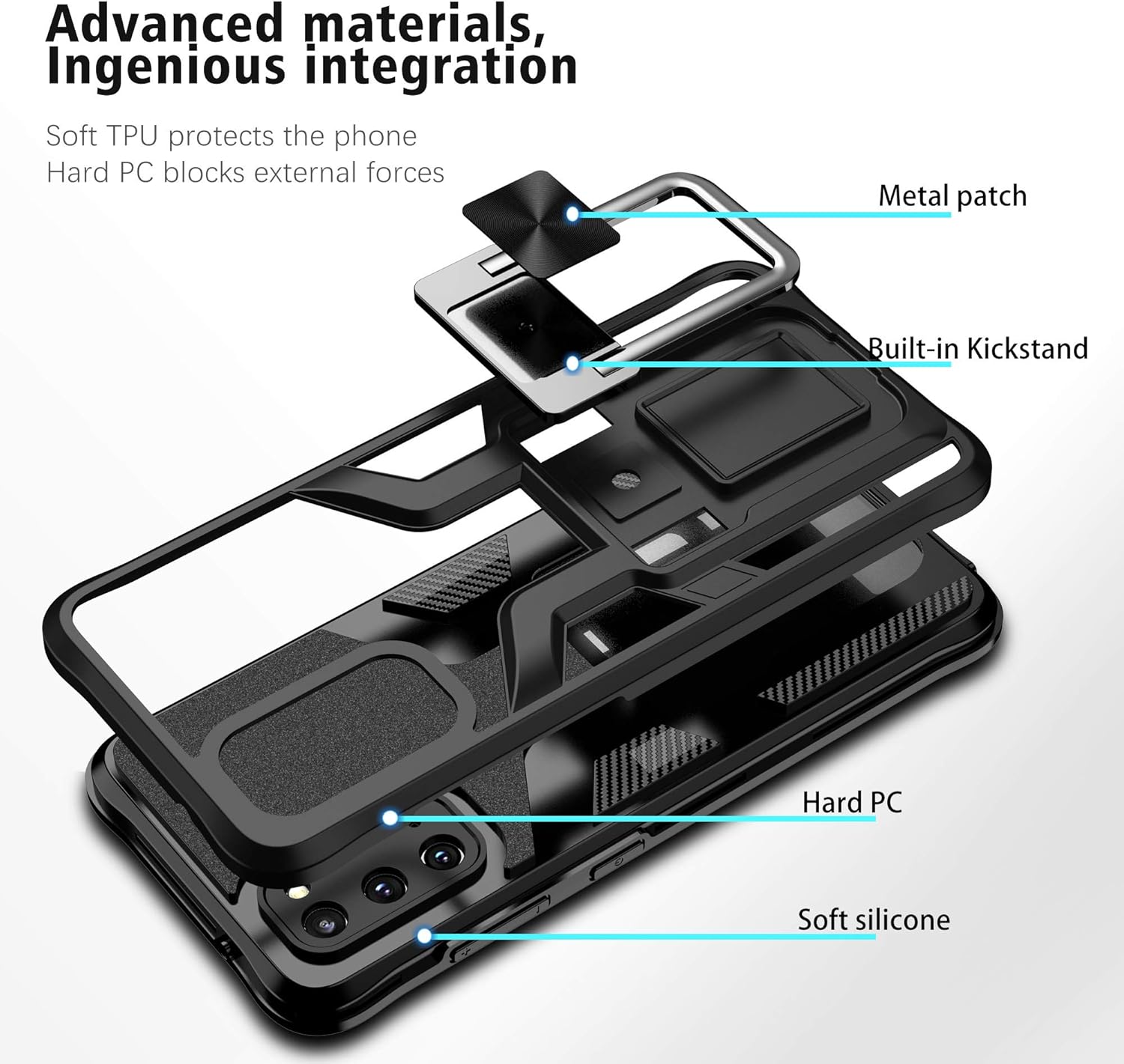 AKINIK Funda para Samsung Galaxy S20 (no compatible con Galaxy S20 FE), con protector de pantalla de TPU flexible autorreparable 2 unidades, grado