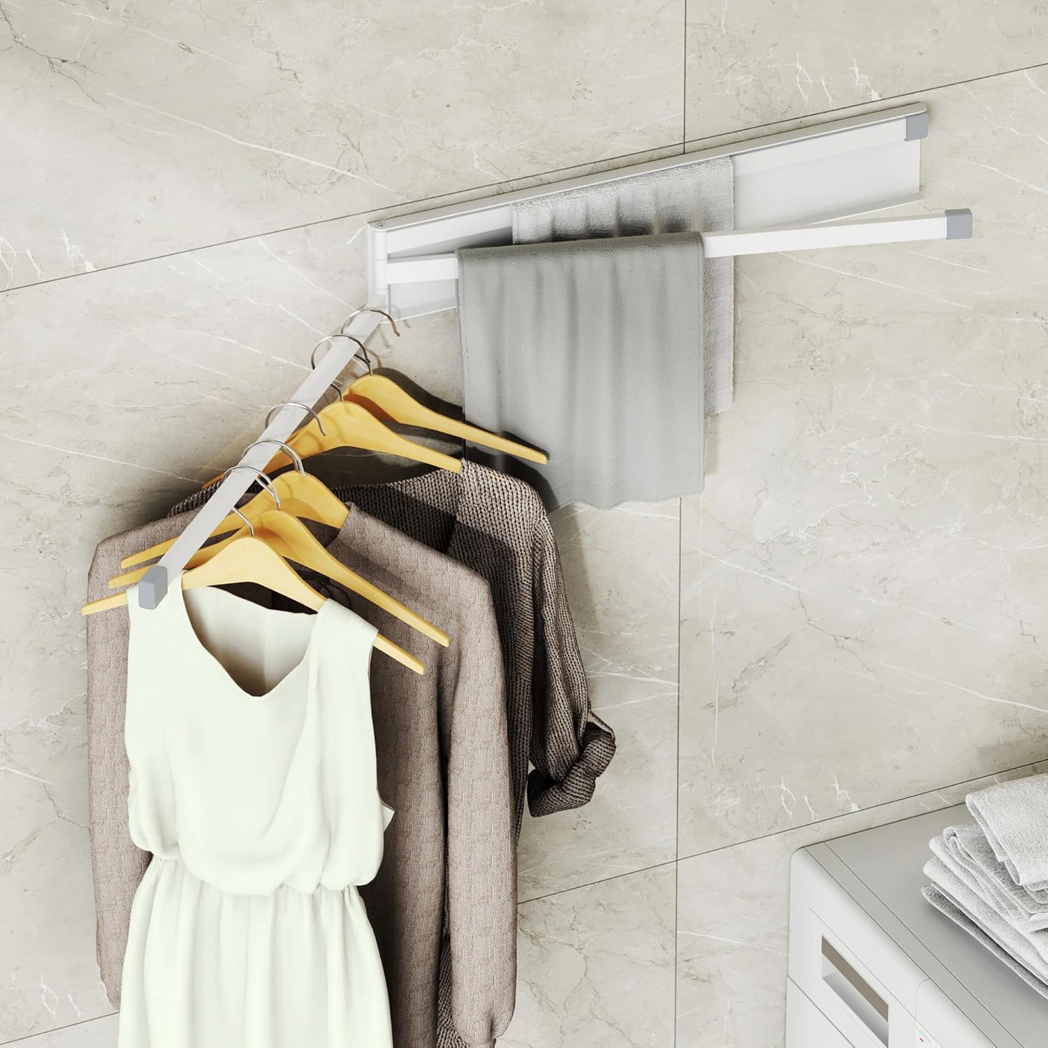 CHAHUANV Toallero montado en la pared, soporte de pared para ropa, barra de toalla de acero inoxidable SUS304, toallero que ahorra espacio,