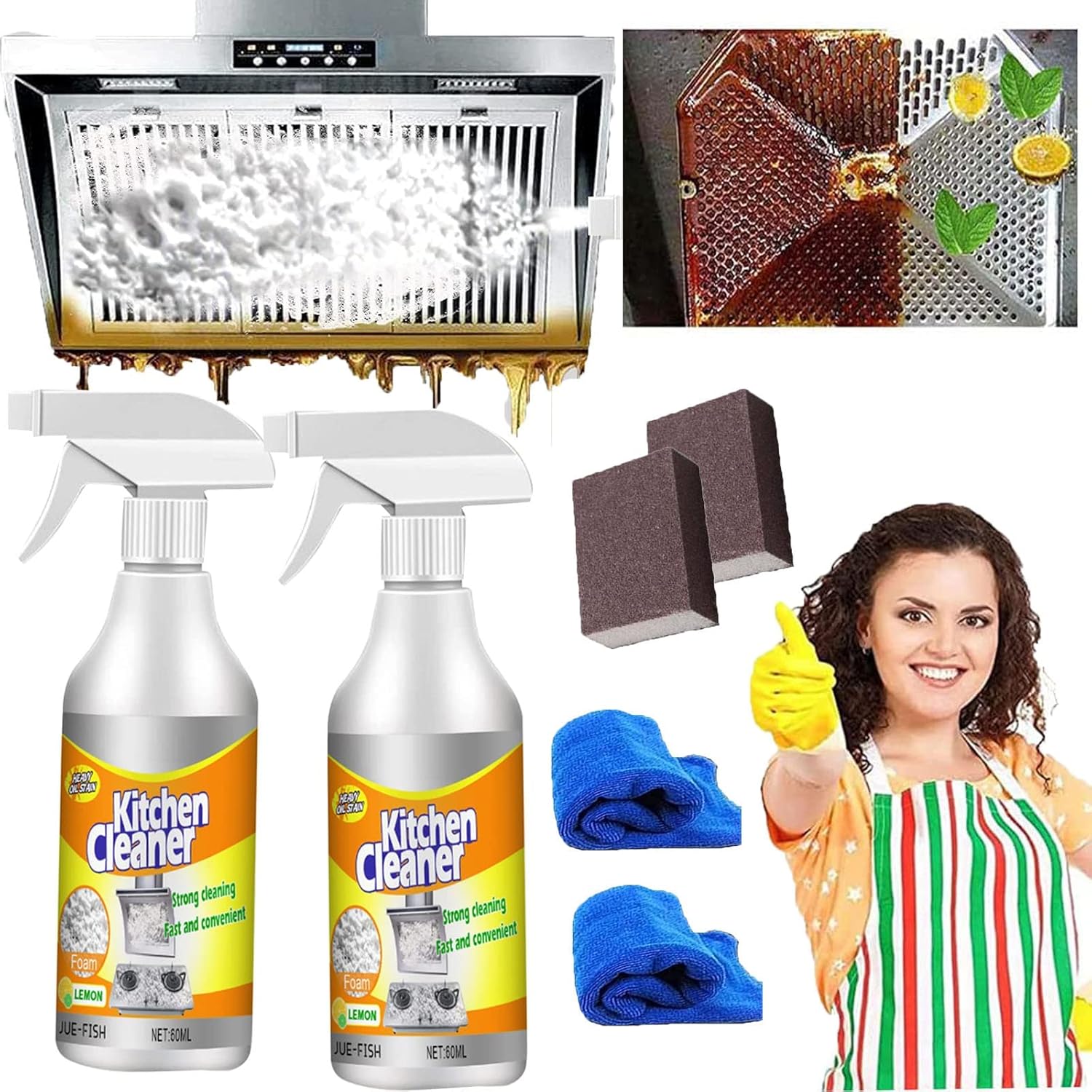 Clean Sweep – Limpiador de cocina, limpiador de cocina, limpiador de burbujas, aerosol de limpieza multiusos, limpiador de ollas y sartenes de