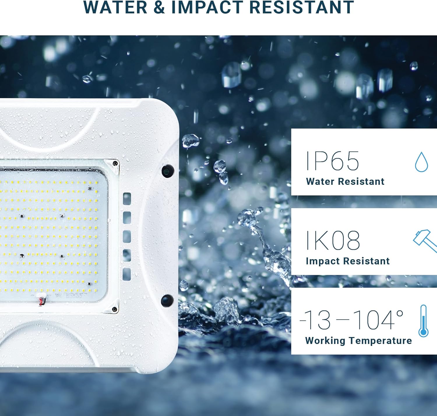 Parmida – Paquete de 4 luces LED para toldo, 150 W, regulable, 100-277 VAC, IP65 impermeable, certificación ETL, luz de tienda, 5700 K, 16.5 x 16.5