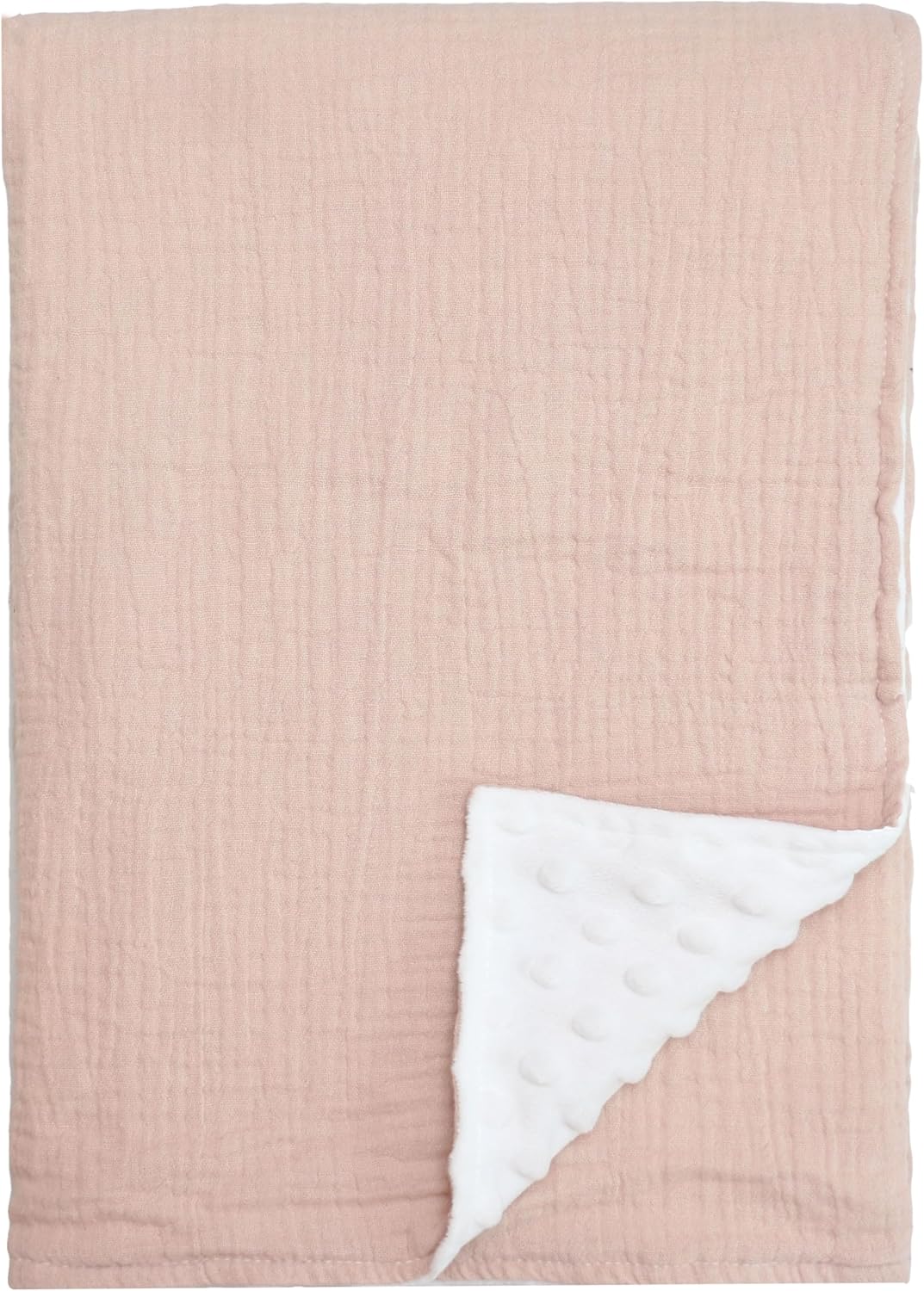 Manta de felpa suave de Minky para niños y niñas, unisex, con parte delantera de muselina de algodón y respaldo de forro polar punteado, mantas para