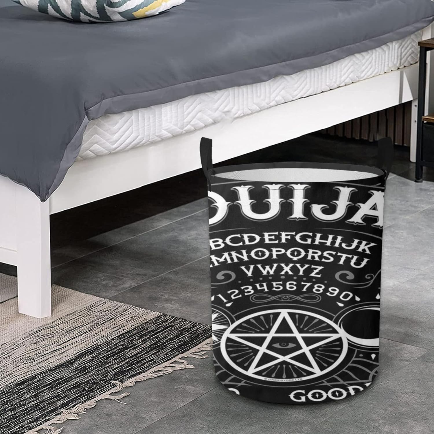 Cesta de lavandería con letreros de hojalata Ouija Spirit Board Ouija, cesta de almacenamiento plegable para baño, habitación, decoración del hogar