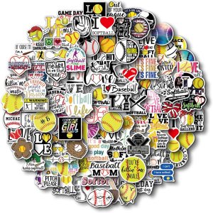 100 calcomanías de sóftbol, calcomanías de vinilo de sóftbol para botella de agua, regalos de sóftbol, recuerdos de fiesta de sóftbol, cosas de 100 calcomanías de sóftbol, calcomanías de vinilo de sóftbol para botella de agua, regalos de sóftbol, recuerdos de fiesta de sóftbol, cosas de