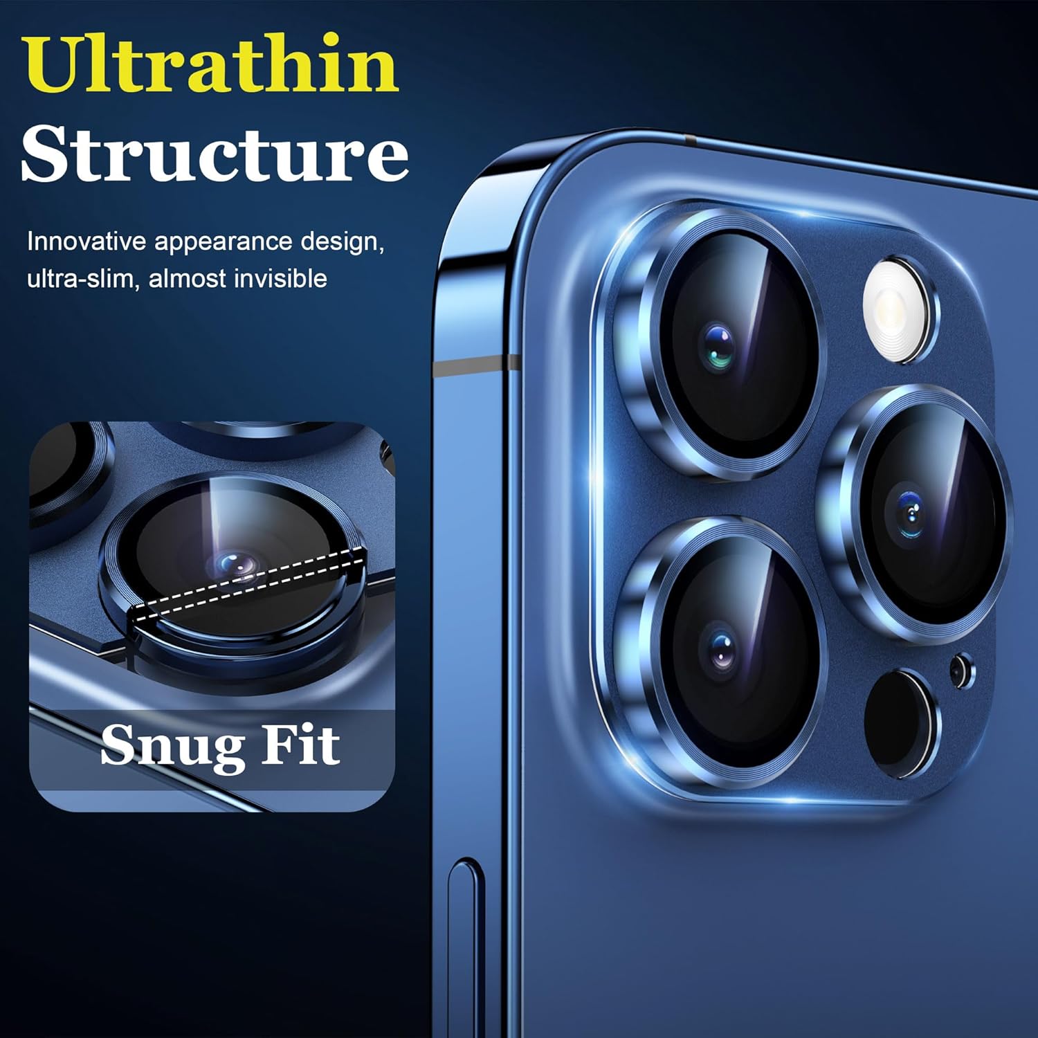 YMHML Protector de lente de cámara para iPhone 15 ProiPhone 15 Pro Max, aleación de vidrio templado, cubierta completa, protección contra caídas,