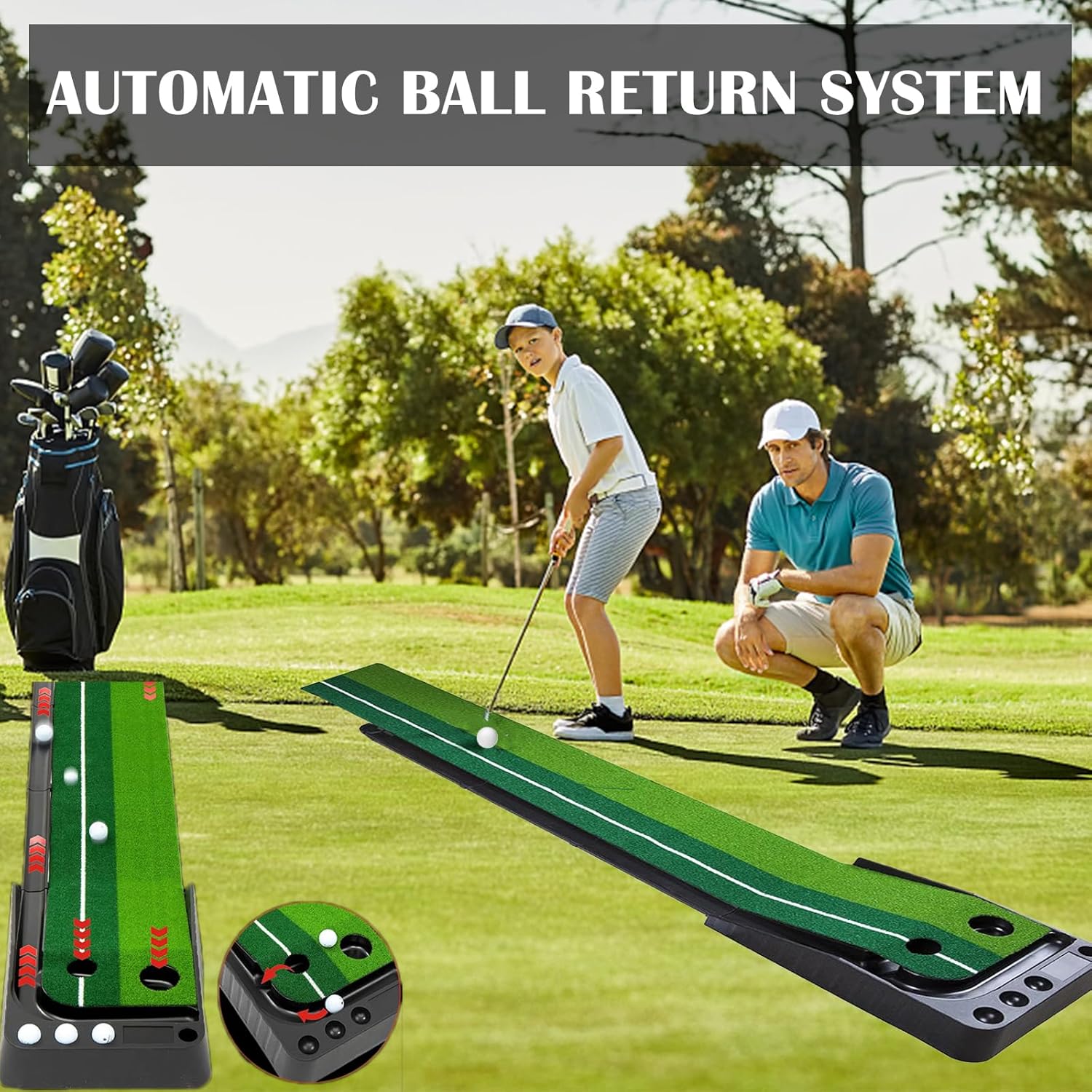 Golf Putting Mat for Indoor Practice (Green) – Helps Improve Putt Accuracy – Indoor Golf Mat – Golf Putting Green Indoor, Golf Practice Mat, Office