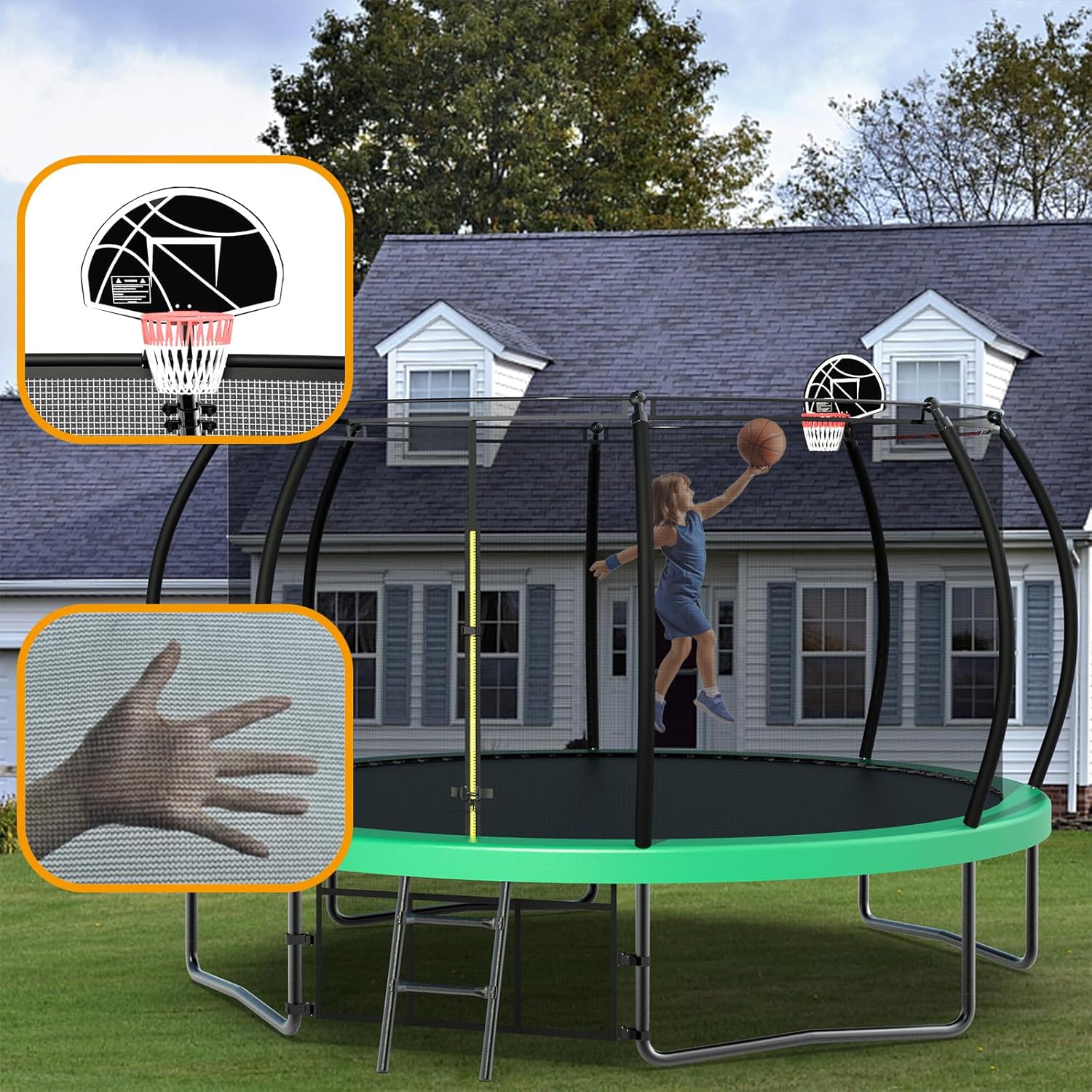 Livavege Trampolines 10FT Trampoline with Safety Enclosure Net & Ladder, Outdoor Trampoline for Kids and Adults with Heavy Duty Jumping Mat and
